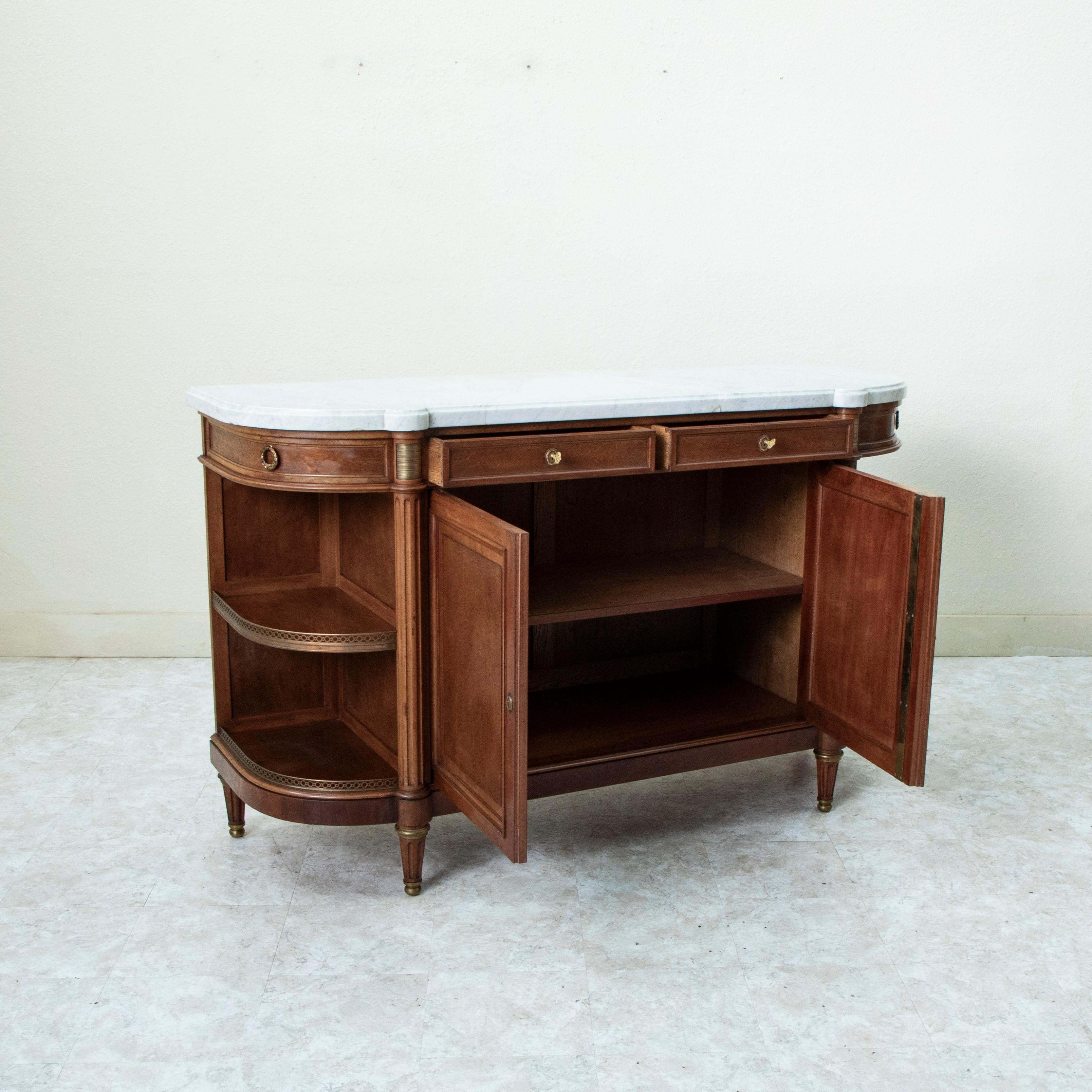 Late 19th Century French Louis XVI Style Mahogany and Marble Buffet, Sideboard 2