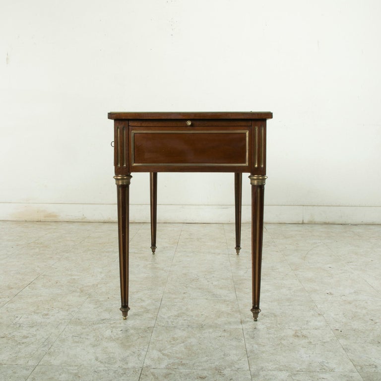 Late 19th Century French Louis XVI Style Mahogany Desk with Bronze Detailing For Sale 1