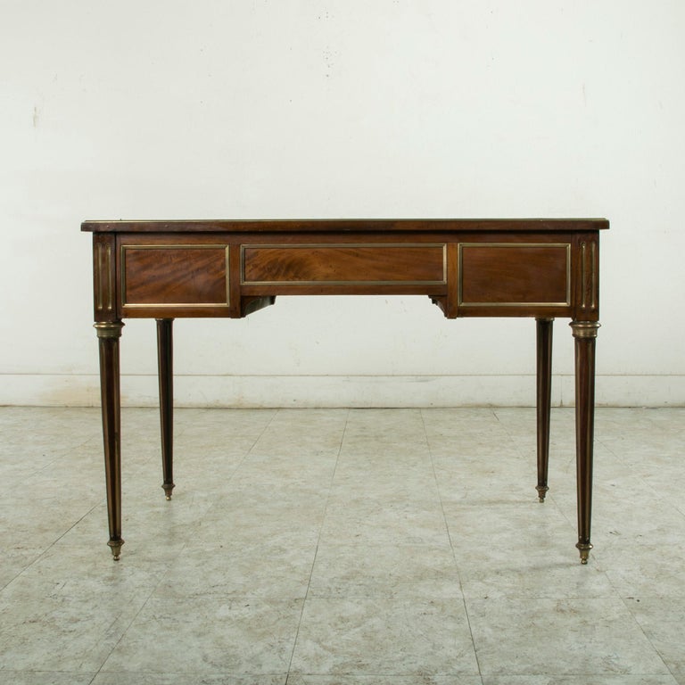 Late 19th Century French Louis XVI Style Mahogany Desk with Bronze Detailing For Sale 2