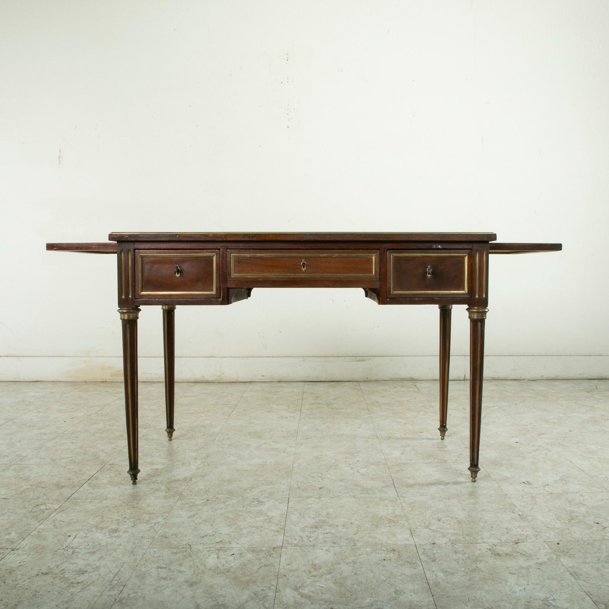 Late 19th Century French Louis XVI Style Mahogany Desk with Bronze Detailing For Sale 5