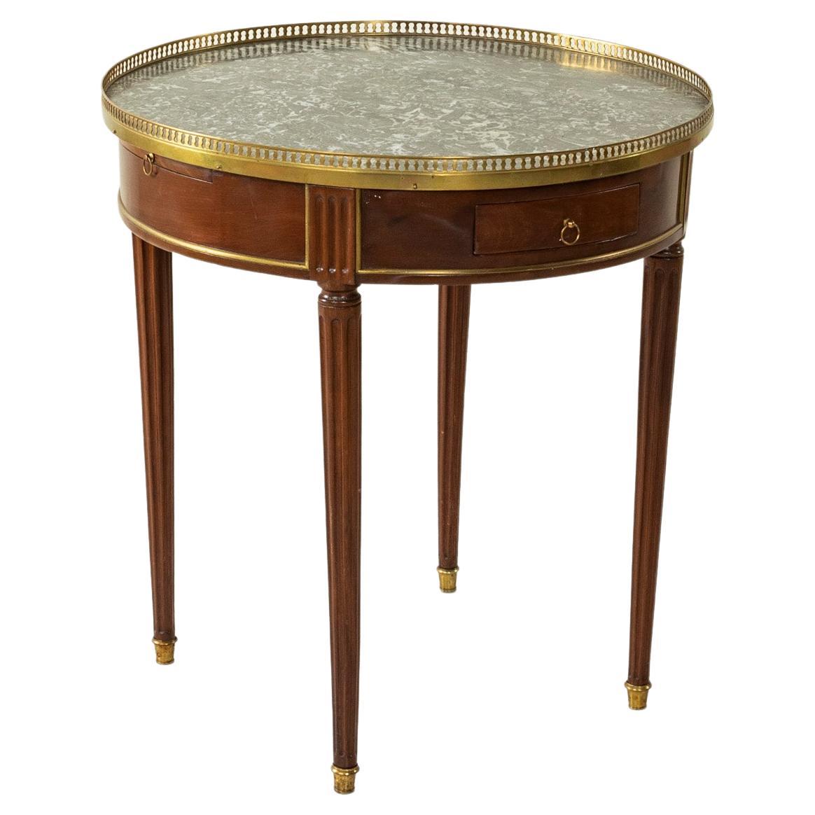 Late 19th Century French Louis XVI Style Mahogany Table Bouillotte, Marble Top