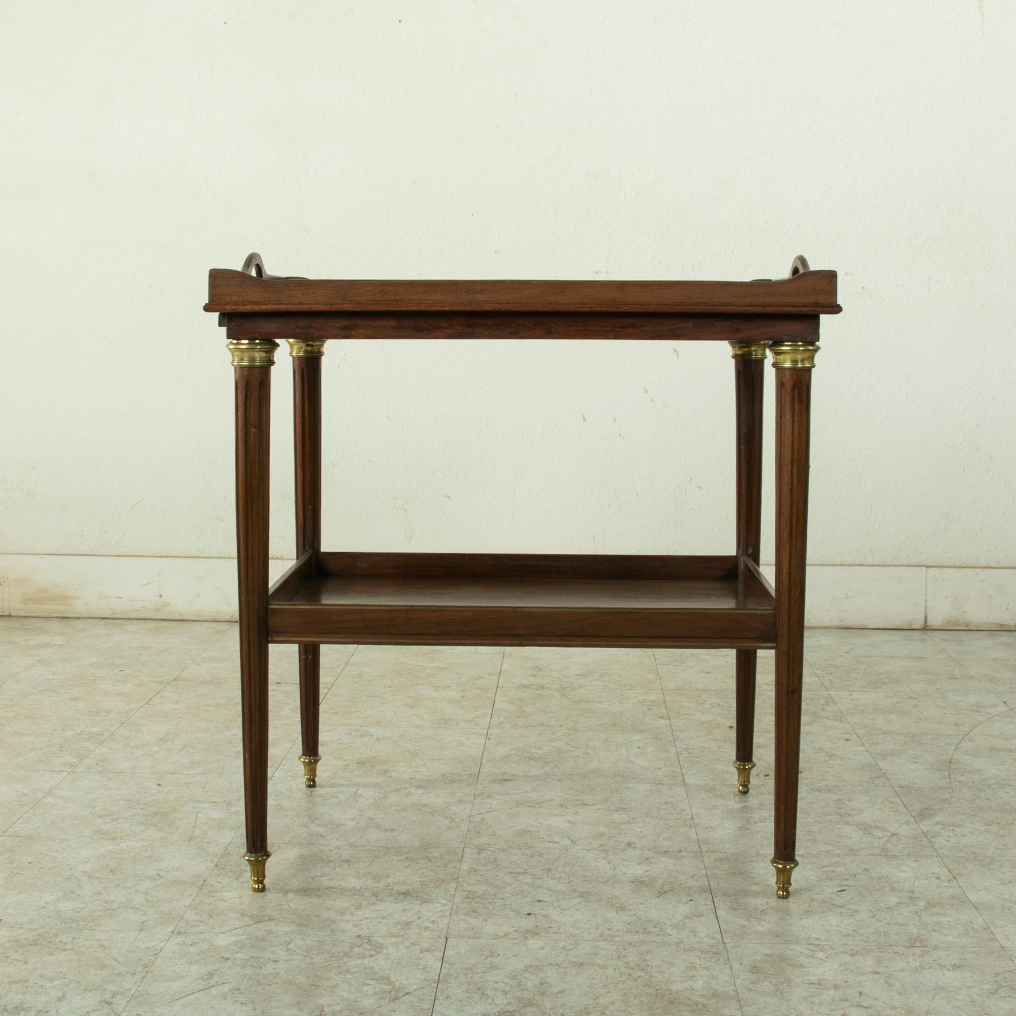 Late 19th Century French Louis XVI Style Mahogany Tray Table with Bronze Details For Sale 1