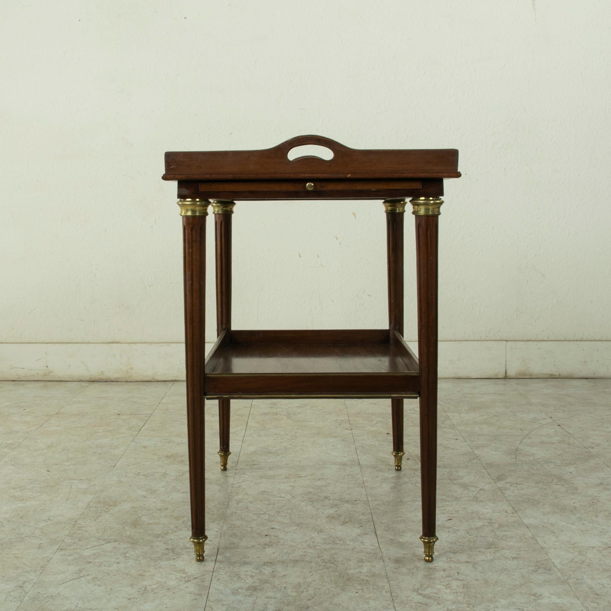 Late 19th Century French Louis XVI Style Mahogany Tray Table with Bronze Details For Sale 2