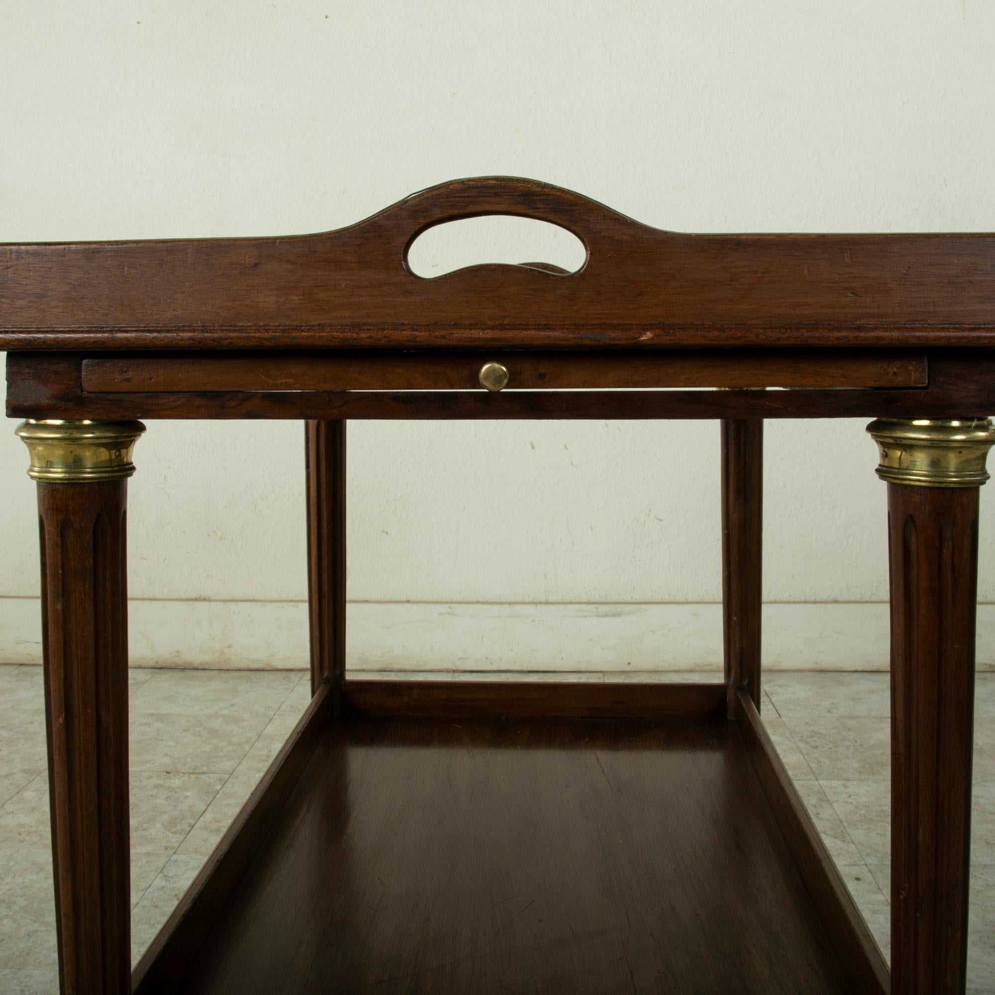 Late 19th Century French Louis XVI Style Mahogany Tray Table with Bronze Details For Sale 3