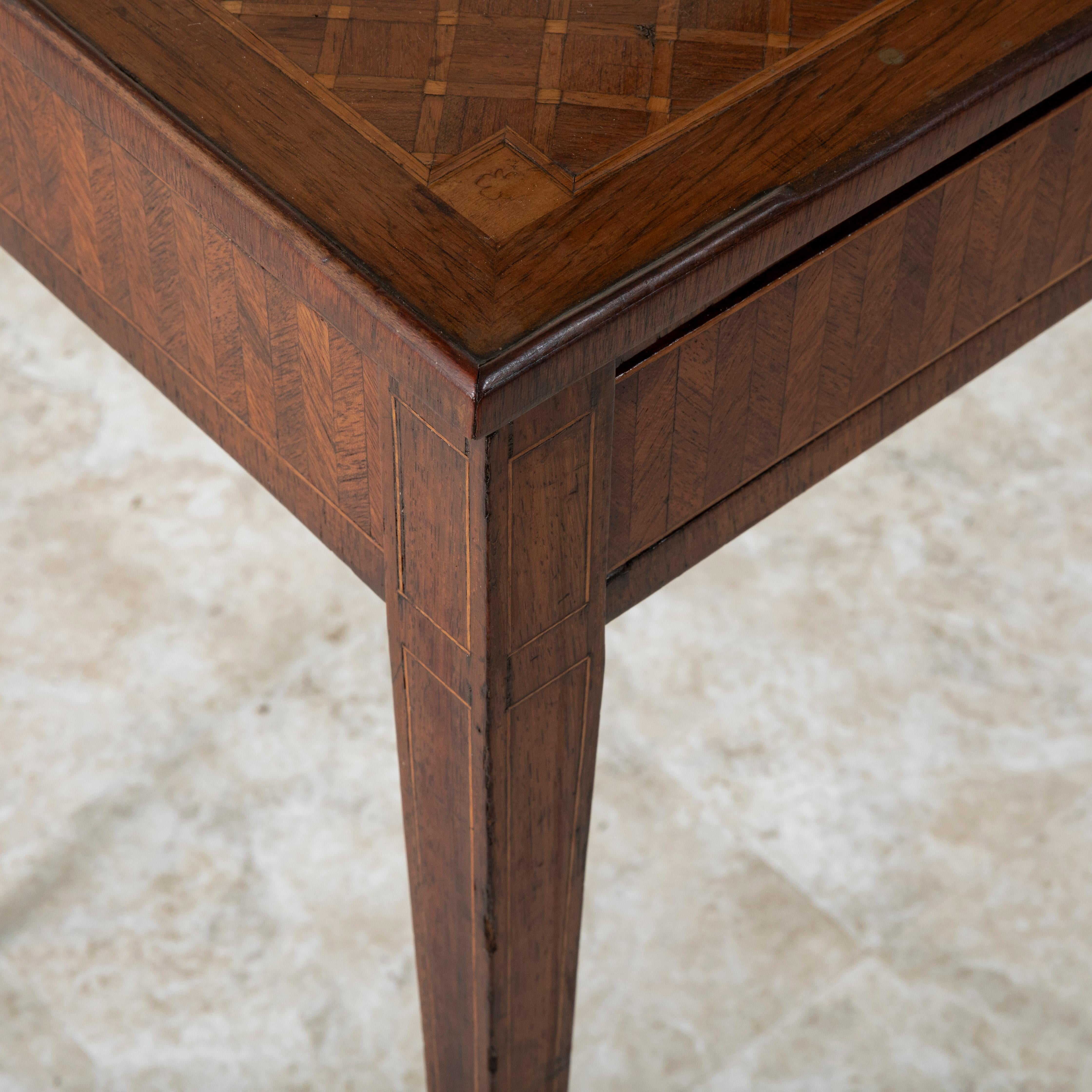Late 19th Century French Louis XVI Style Marquetry Side Table or End Table For Sale 7
