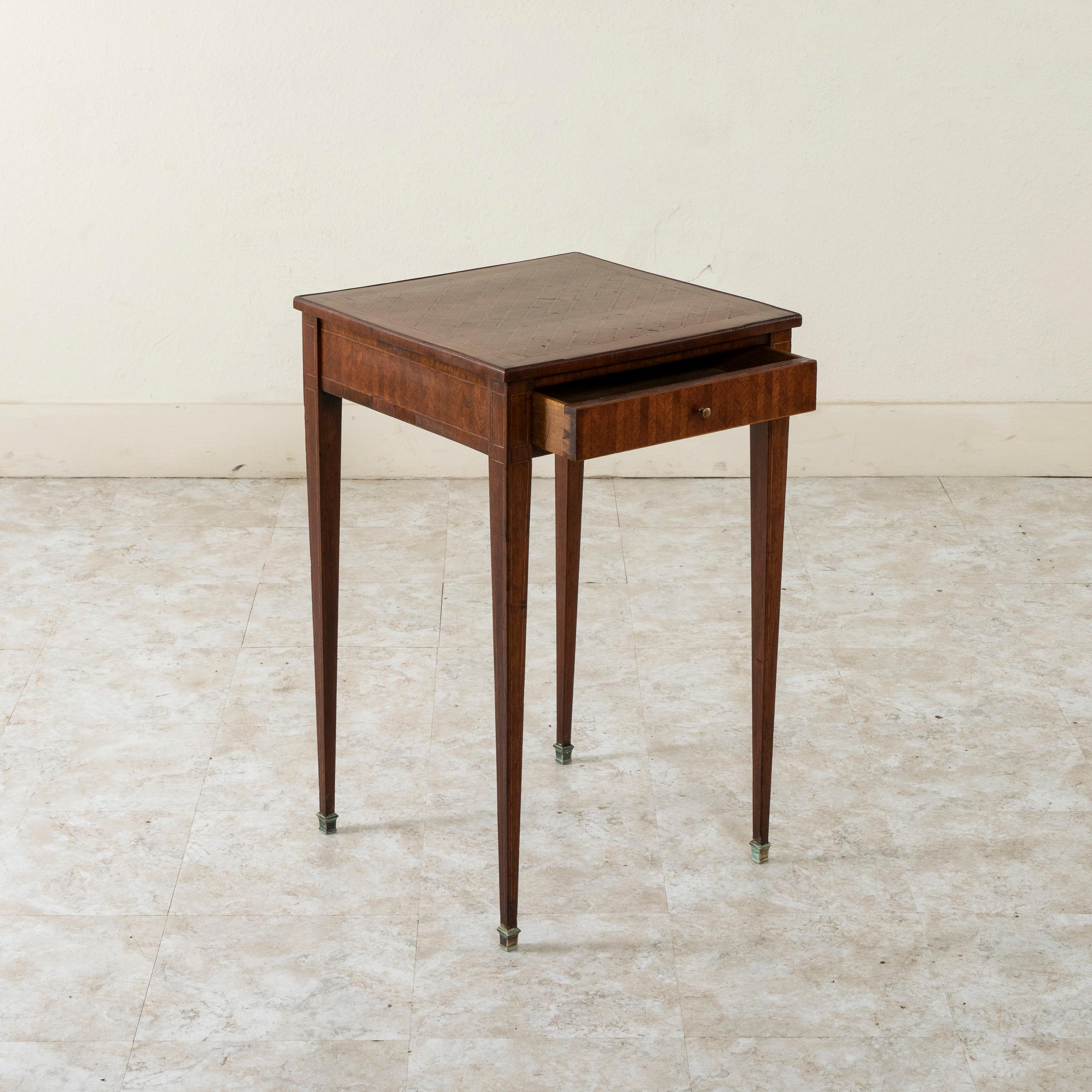 Late 19th Century French Louis XVI Style Marquetry Side Table or End Table For Sale 1