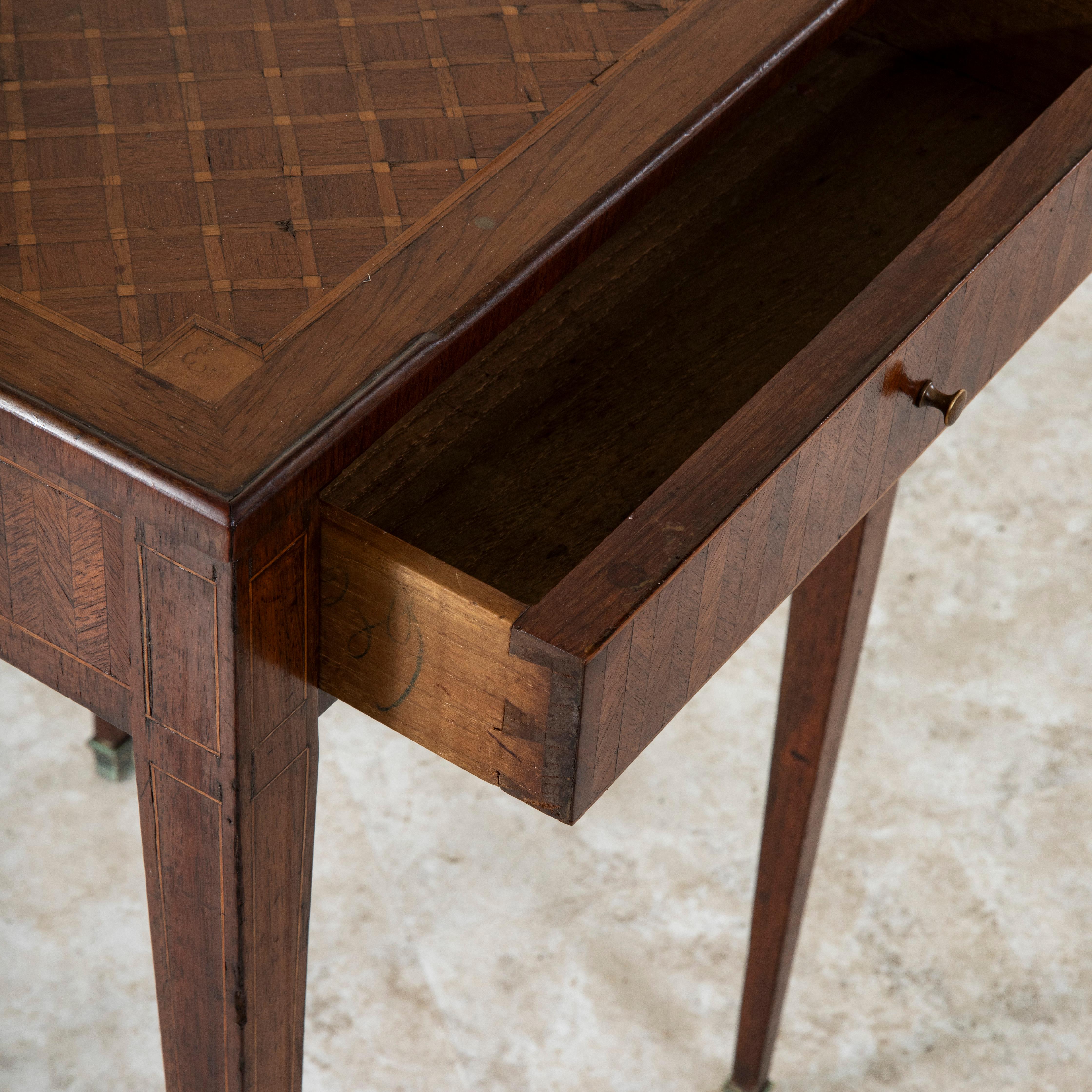Late 19th Century French Louis XVI Style Marquetry Side Table or End Table For Sale 2