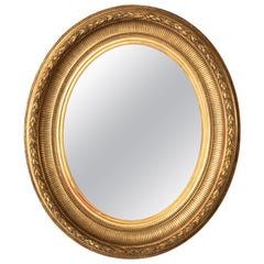 Late 19th Century French Louis XVI Style Oval Giltwood Mirror