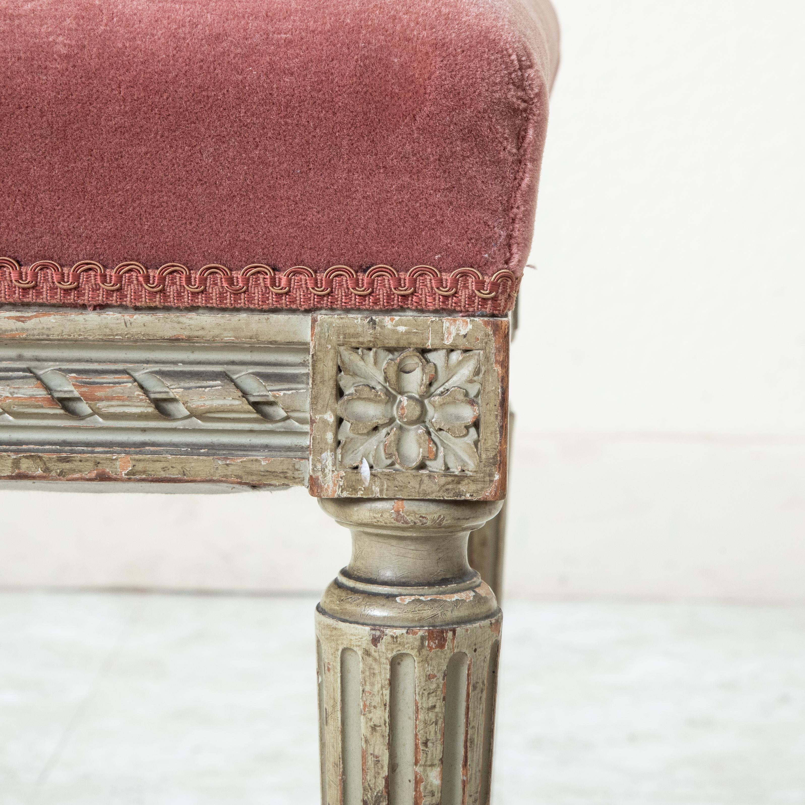 Late 19th Century French Louis XVI Style Painted Banquette Bench or Vanity Stool 5