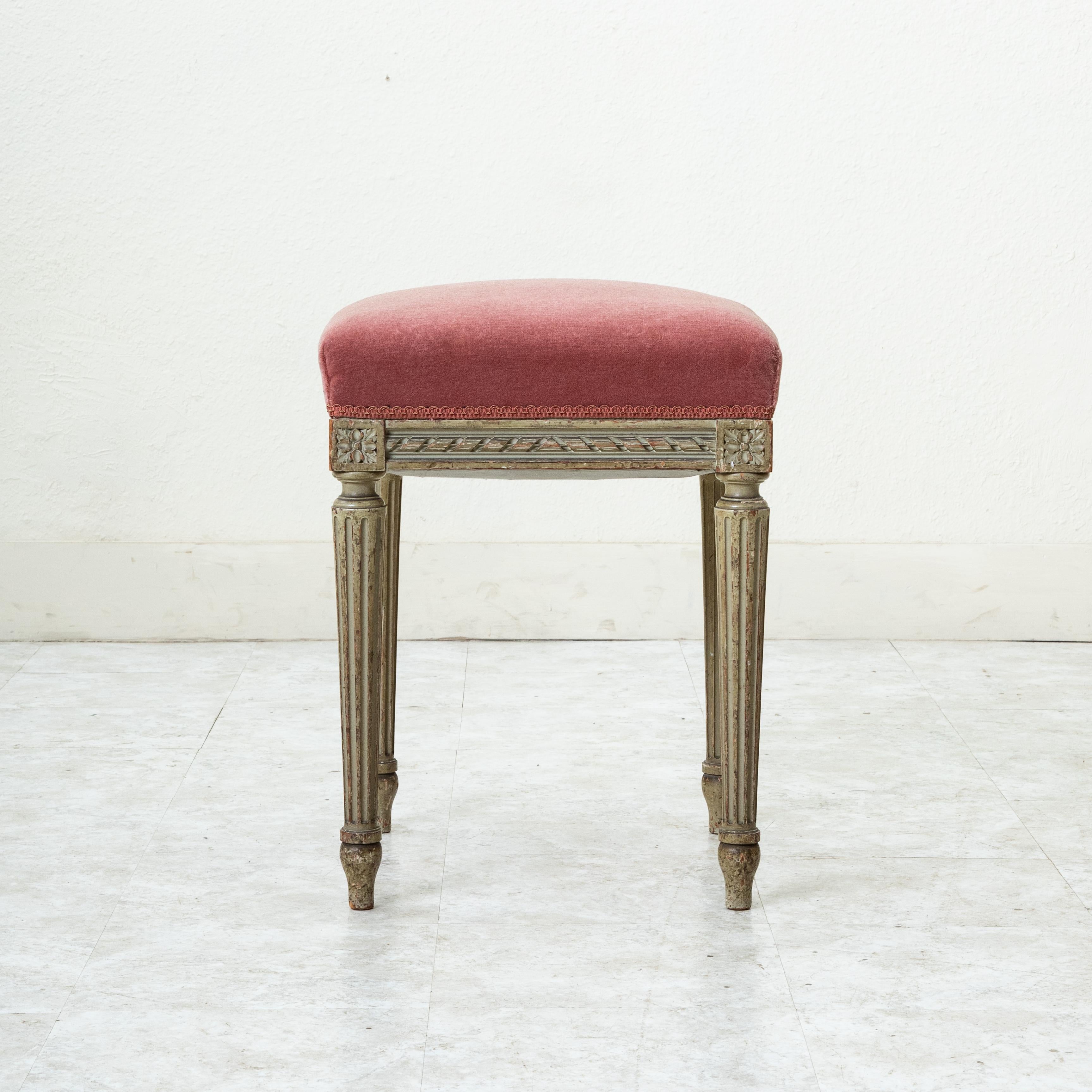 Late 19th Century French Louis XVI Style Painted Banquette Bench or Vanity Stool 1