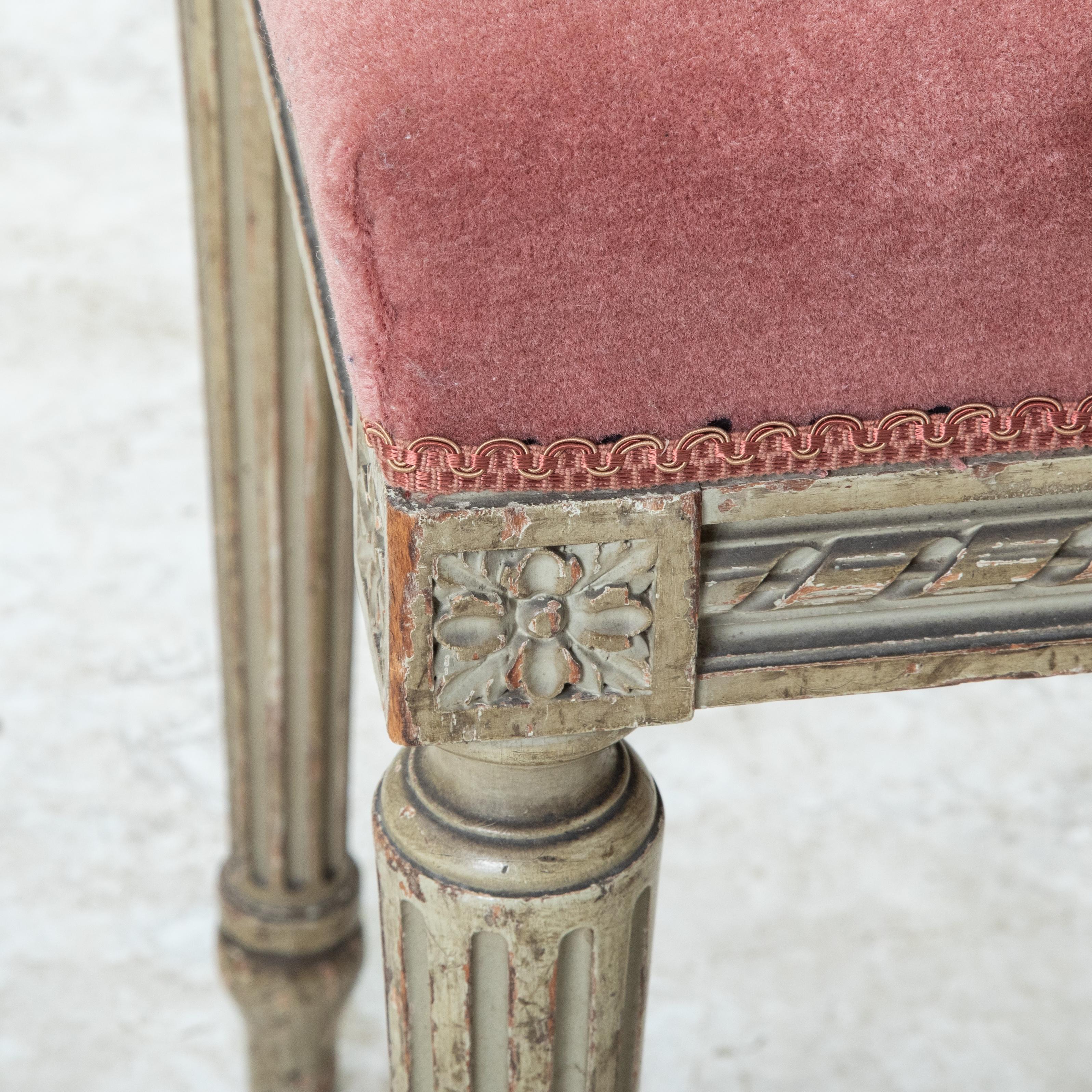 Late 19th Century French Louis XVI Style Painted Banquette Bench or Vanity Stool 3