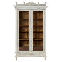 Late 19th Century French Louis XVI Style Painted Bibliotheque or Bookcase