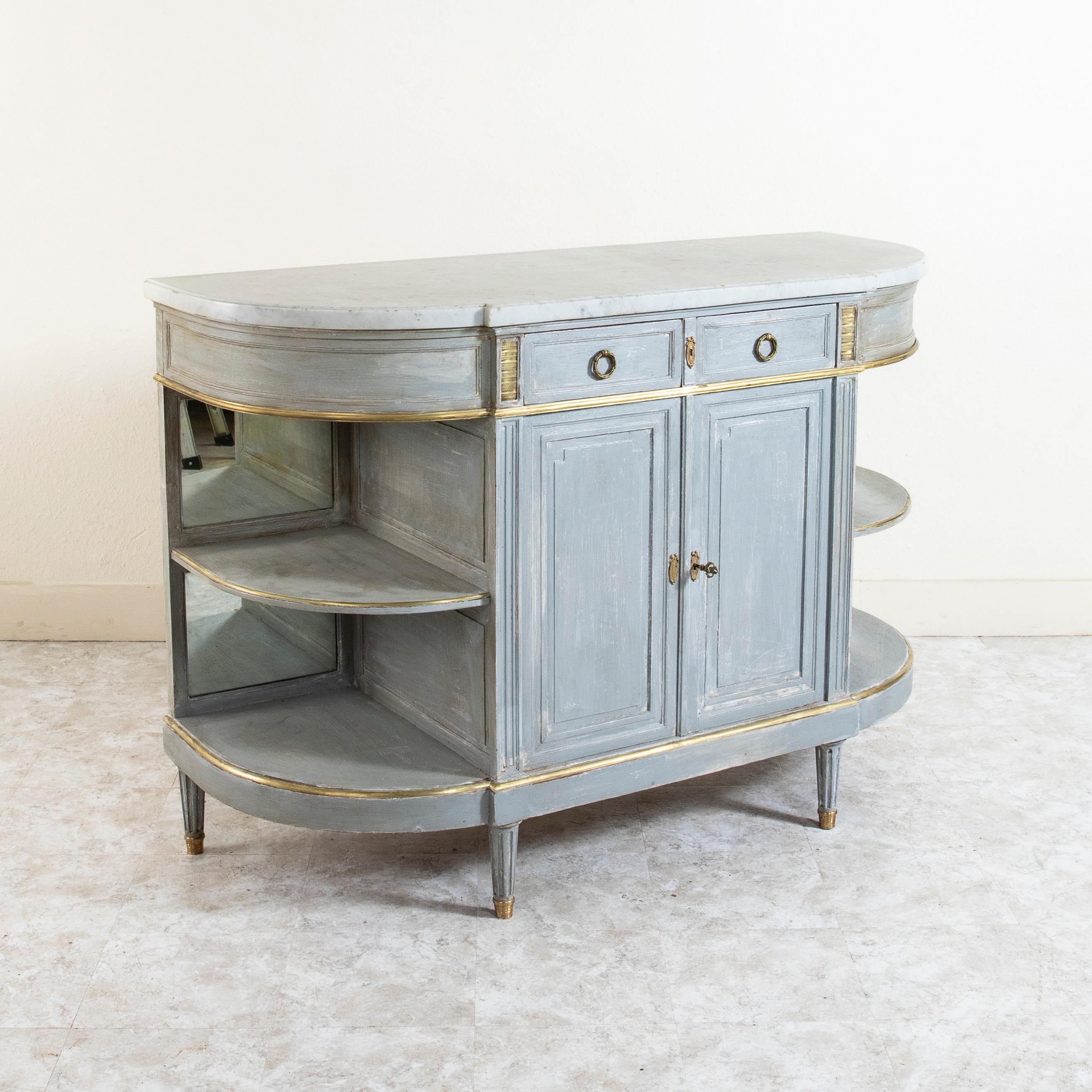 Late 19th Century French Louis XVI Style Painted Enfilade, Buffet, Marble Top In Good Condition In Fayetteville, AR