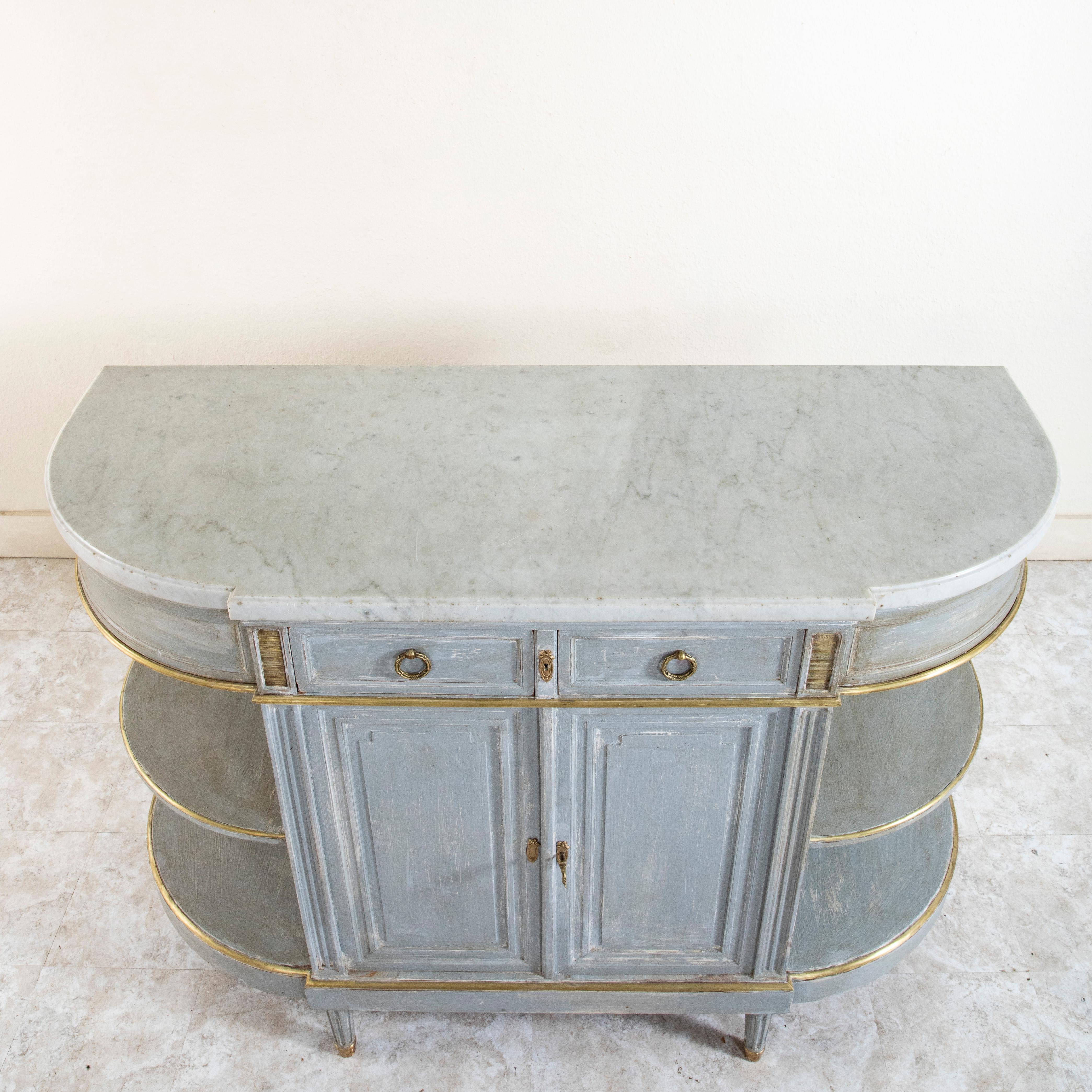 Late 19th Century French Louis XVI Style Painted Enfilade, Buffet, Marble Top For Sale 5