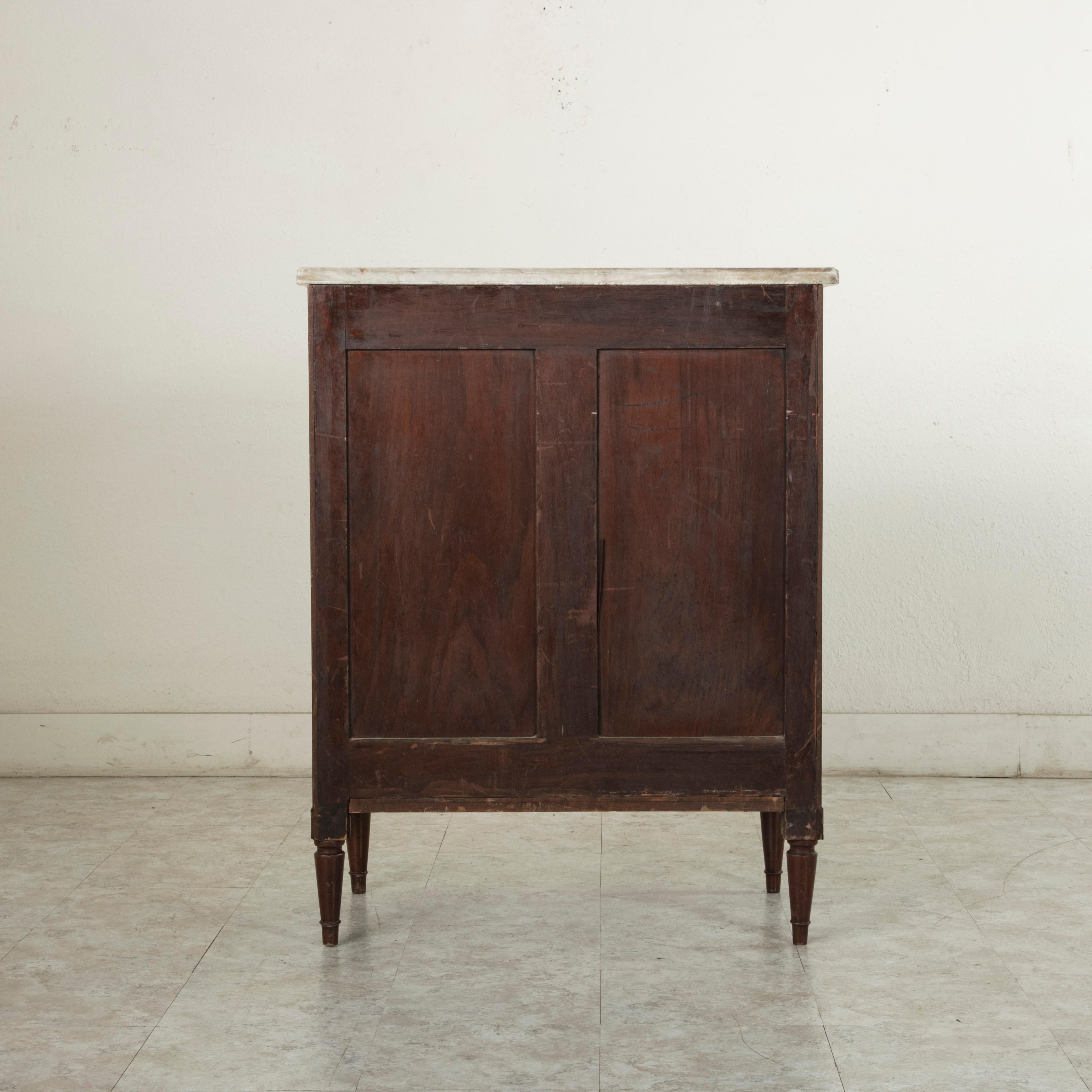 Late 19th Century French Louis XVI Style Plum Pudding Mahogany Buffet, Marble 1