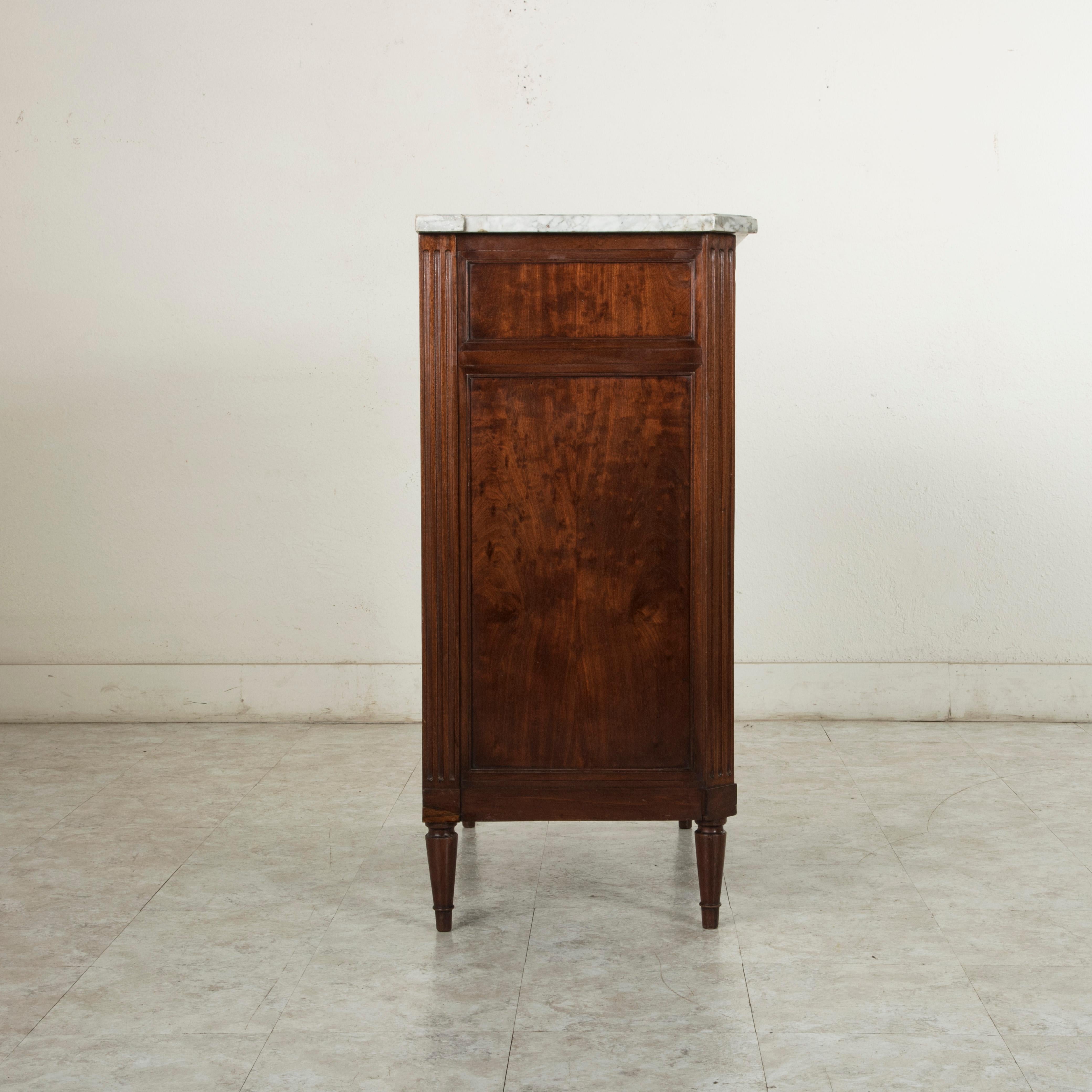 Late 19th Century French Louis XVI Style Plum Pudding Mahogany Buffet, Marble 2