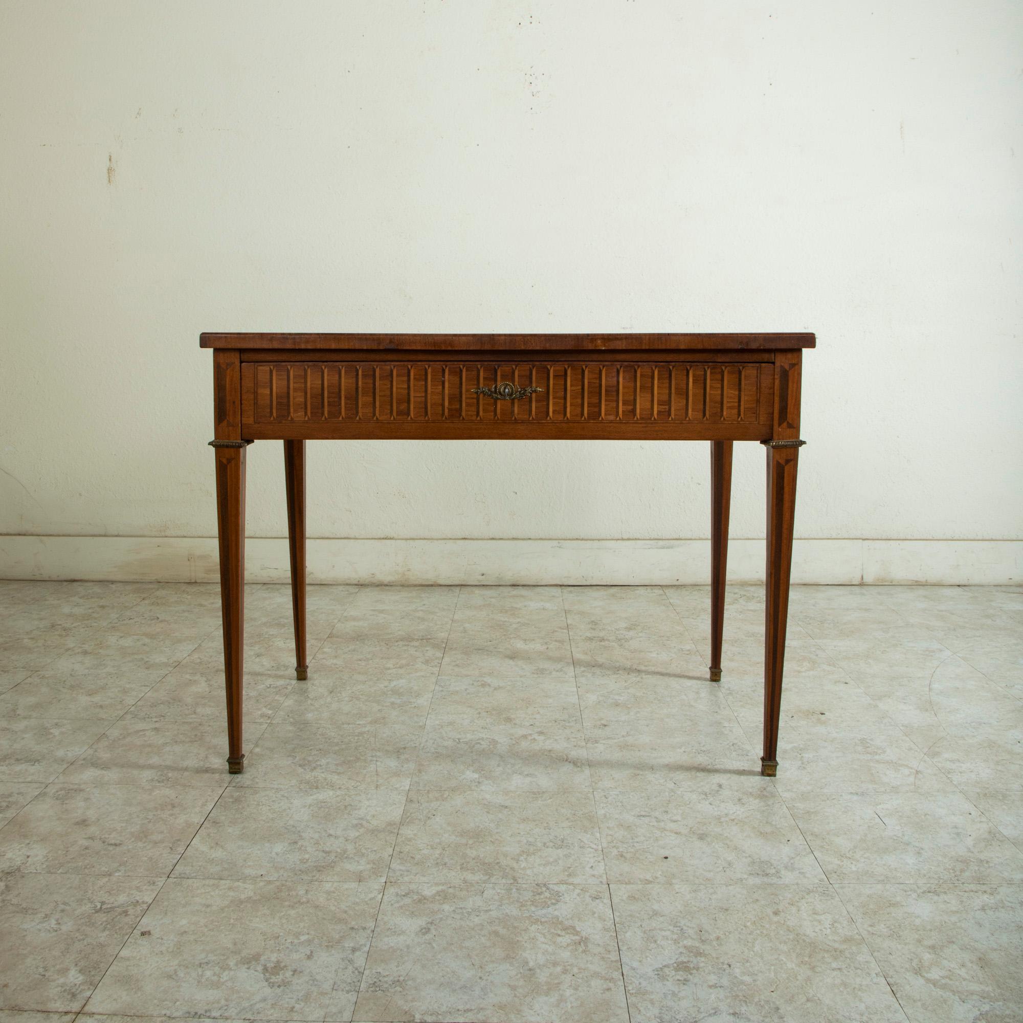 Ebonized Late 19th Century French Louis XVI Style Rosewood Marquetry Desk, Writing Table