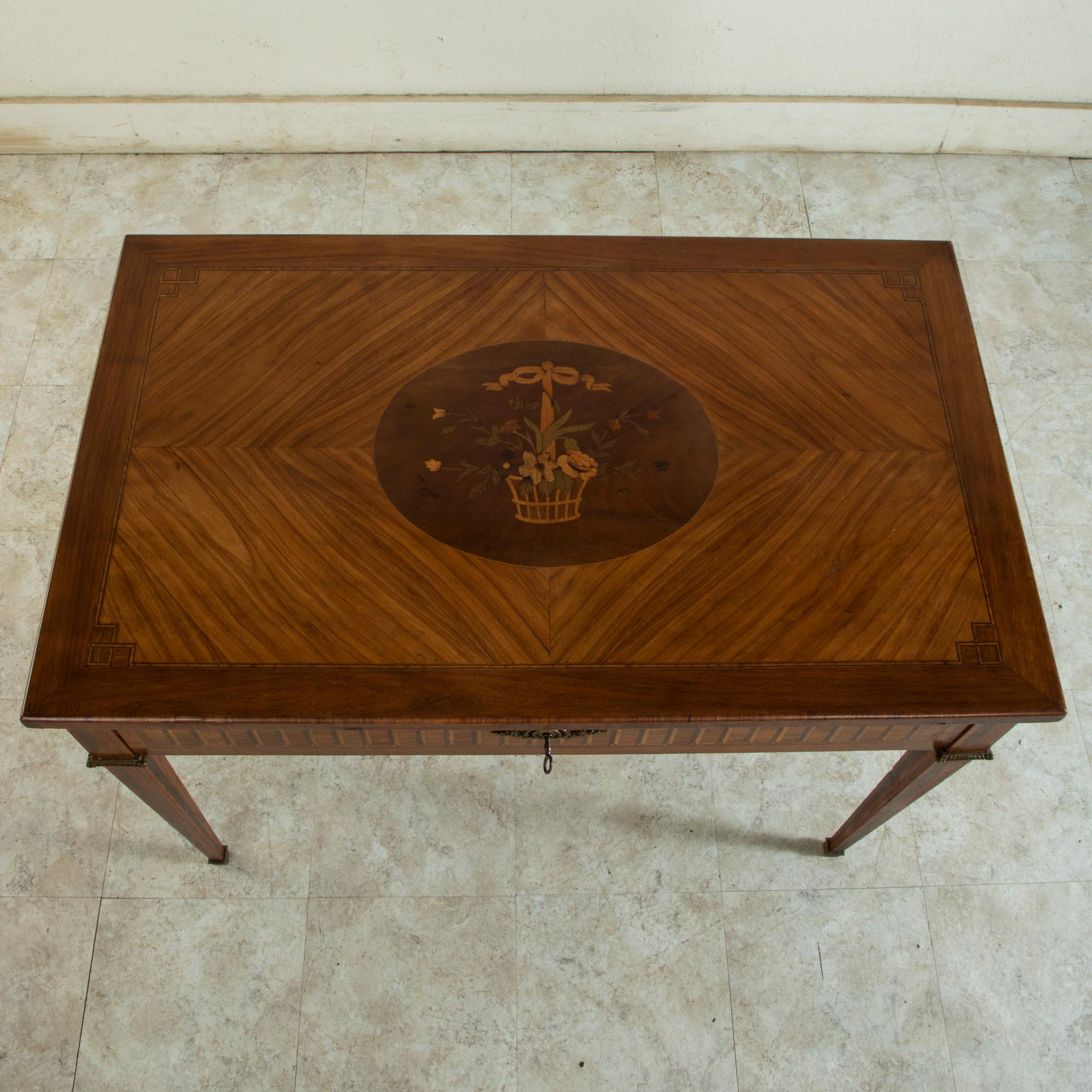 Late 19th Century French Louis XVI Style Rosewood Marquetry Desk, Writing Table 2