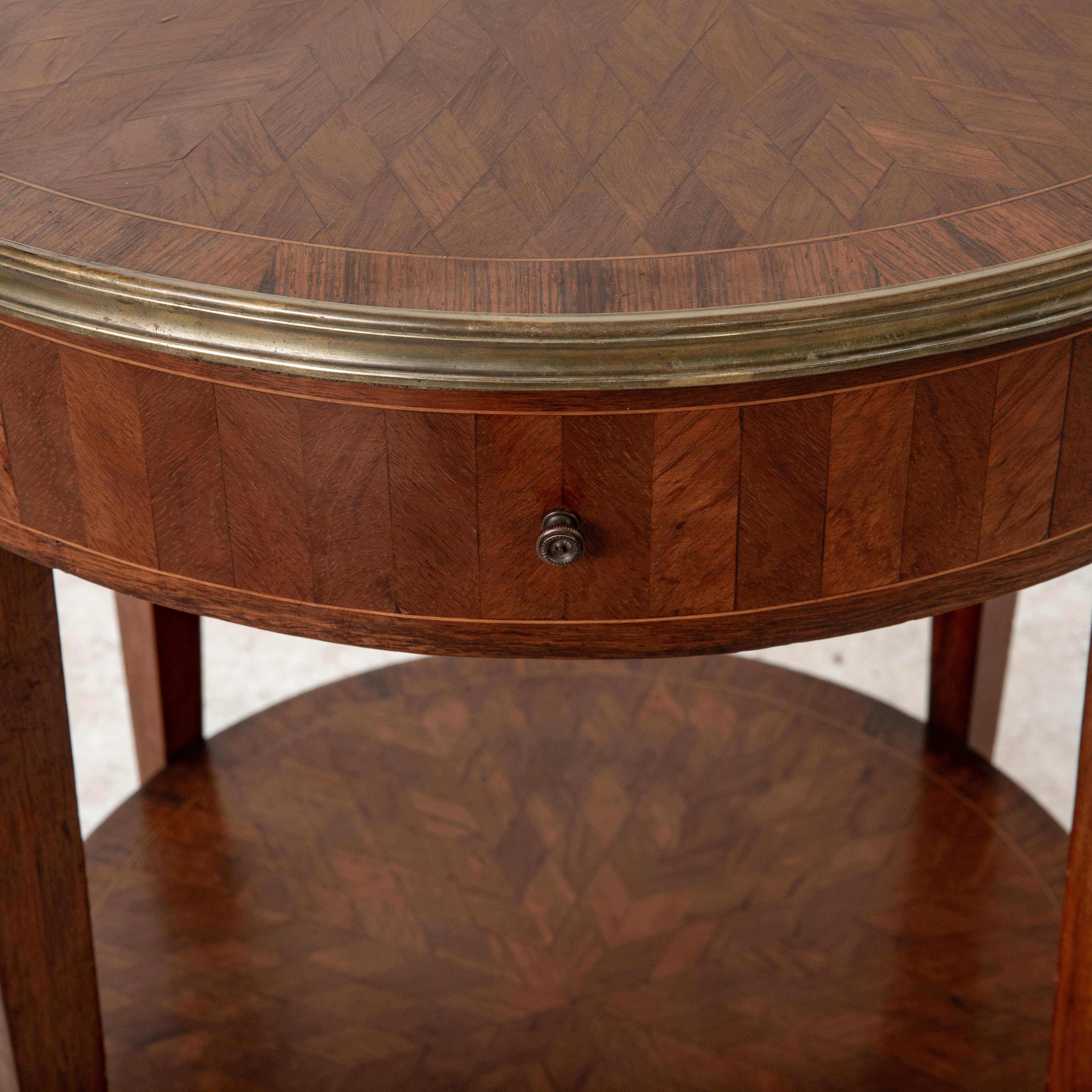 Late 19th Century French Louis XVI Style Rosewood Marquetry Gueridon Side Table For Sale 6