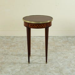 Late 19th Century French Louis XVI Style Rosewood Marquetry Gueridon Side Table