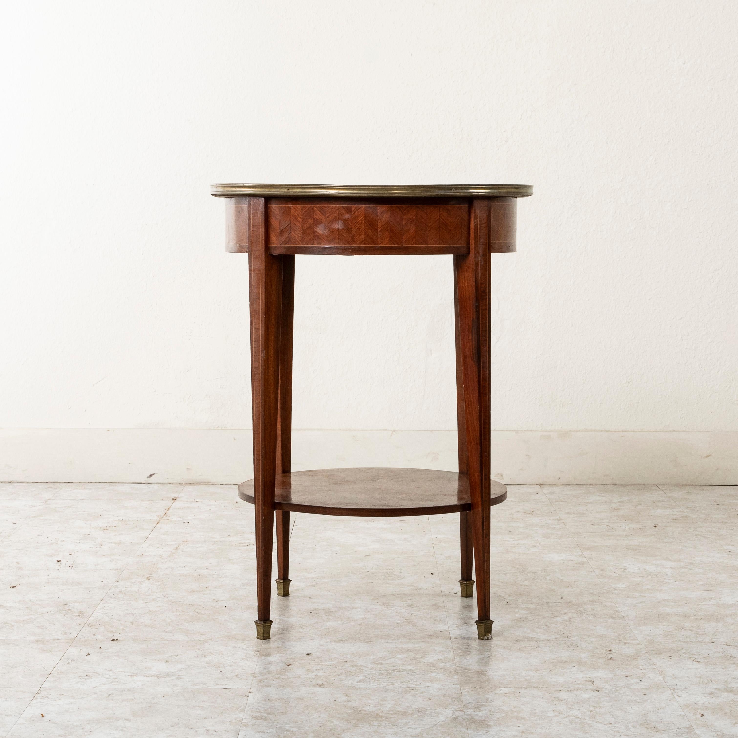 Late 19th Century French Louis XVI Style Rosewood Marquetry Gueridon Side Table For Sale 1