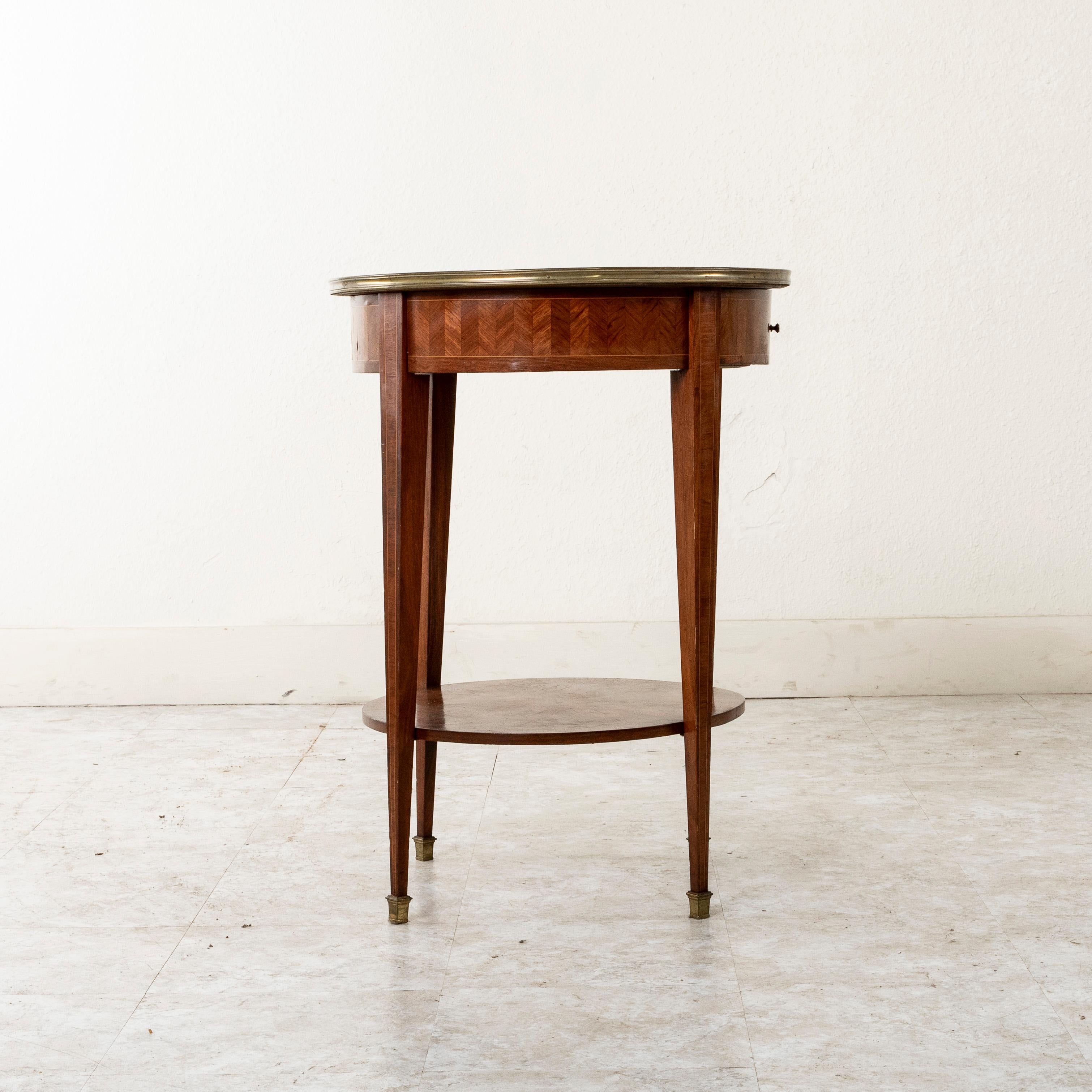 Late 19th Century French Louis XVI Style Rosewood Marquetry Gueridon Side Table For Sale 2