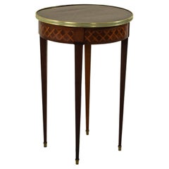 Late 19th Century French Louis XVI Style Rosewood Marquetry Gueridon Side Table