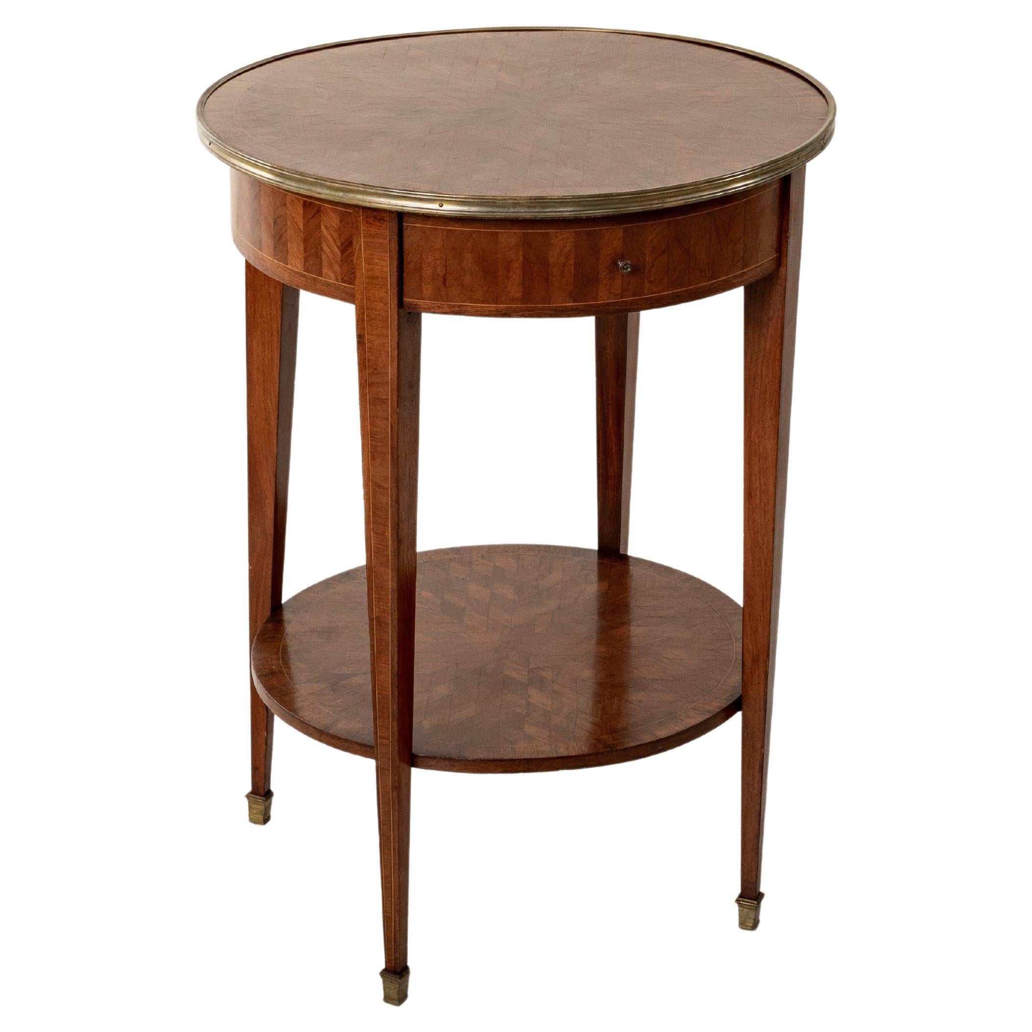 Late 19th Century French Louis XVI Style Rosewood Marquetry Gueridon Side Table For Sale