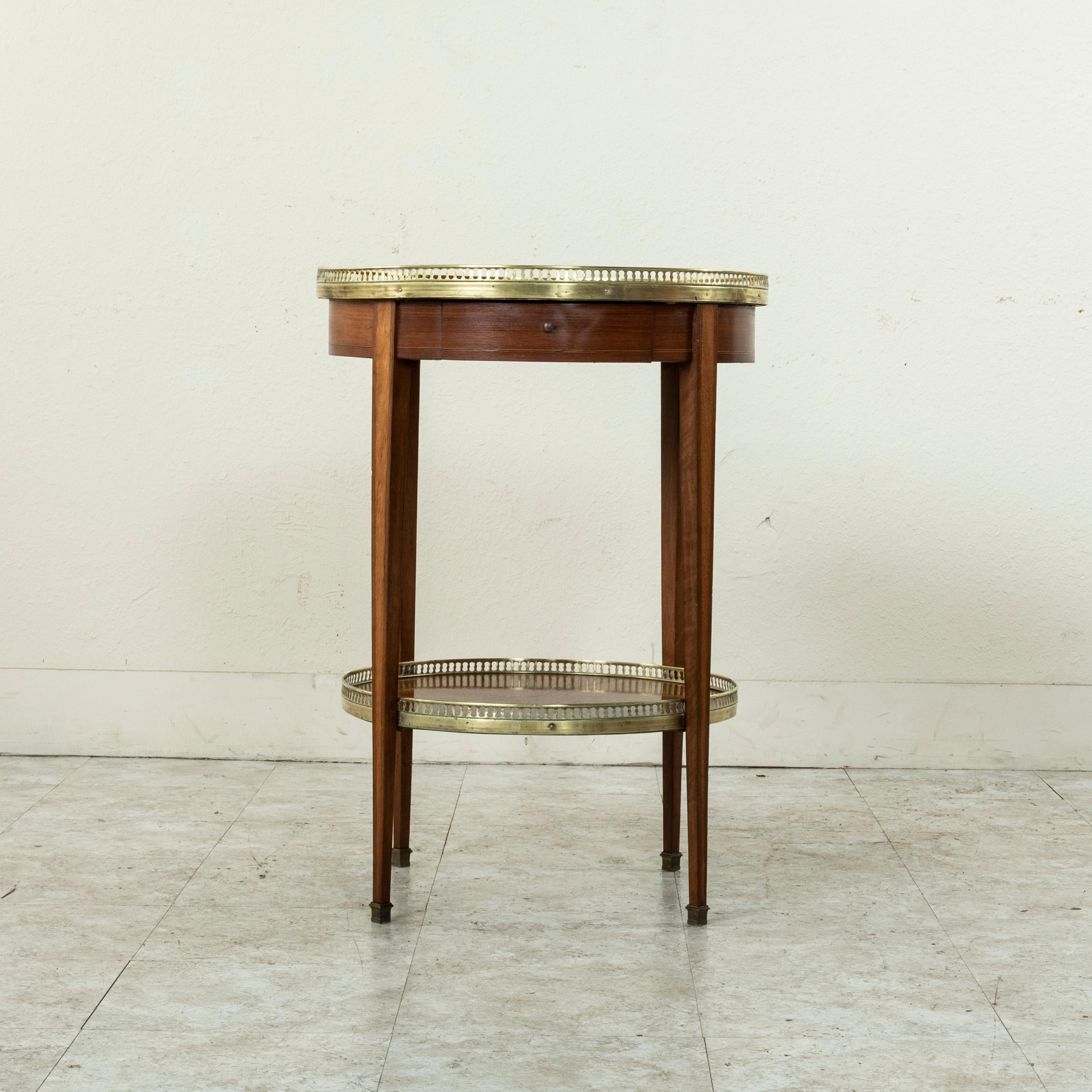 Late 19th Century French Louis XVI Style Rosewood Marquetry Side Table In Good Condition In Fayetteville, AR