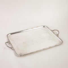 Late 19th Century French Louis XVI Style Silver Plate Serving Tray with Handles