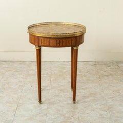 Late 19th Century French Louis XVI Style Table Bouillotte Side Table, Marble Top