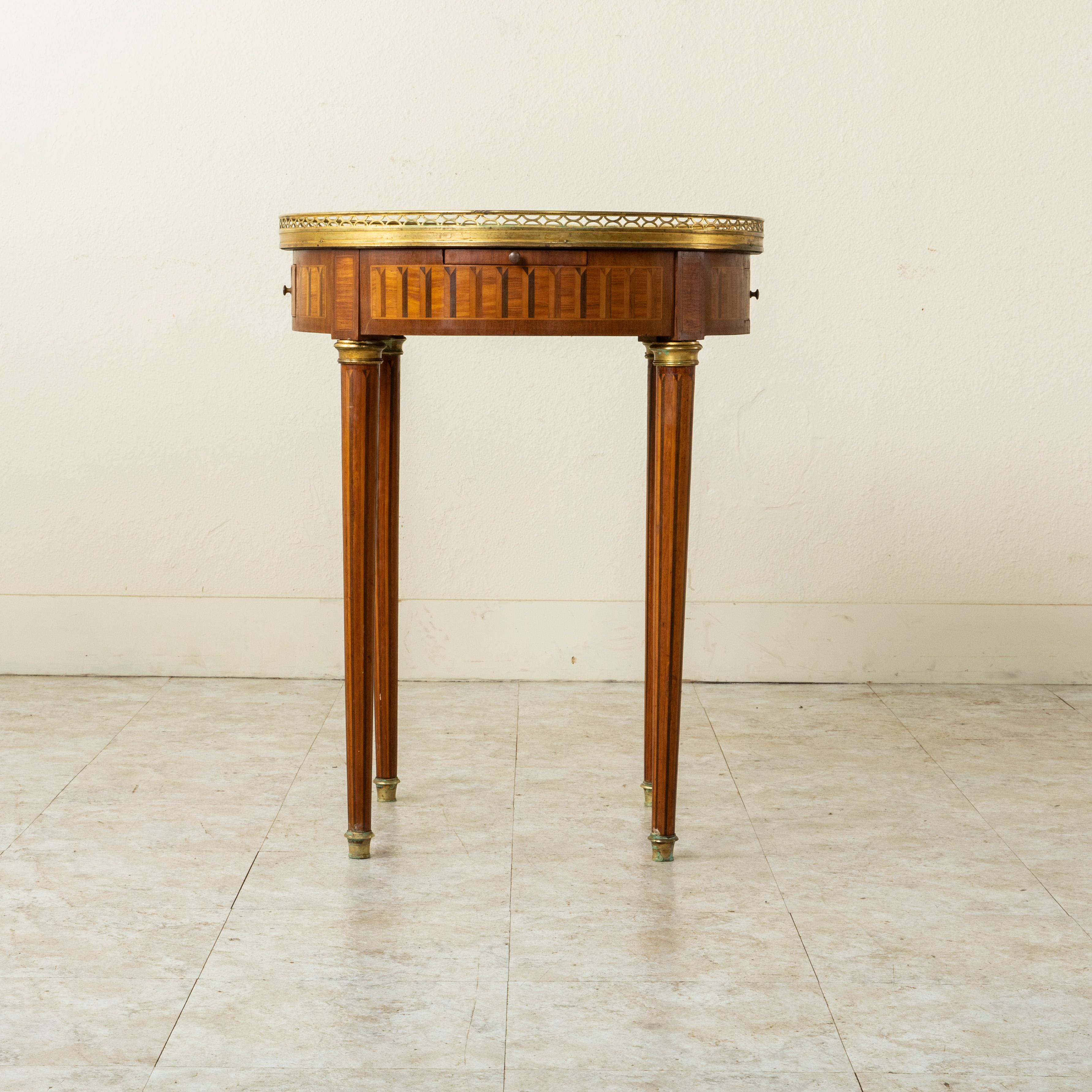 Late 19th Century French Louis XVI Style Table Bouillotte Side Table, Marble Top 1