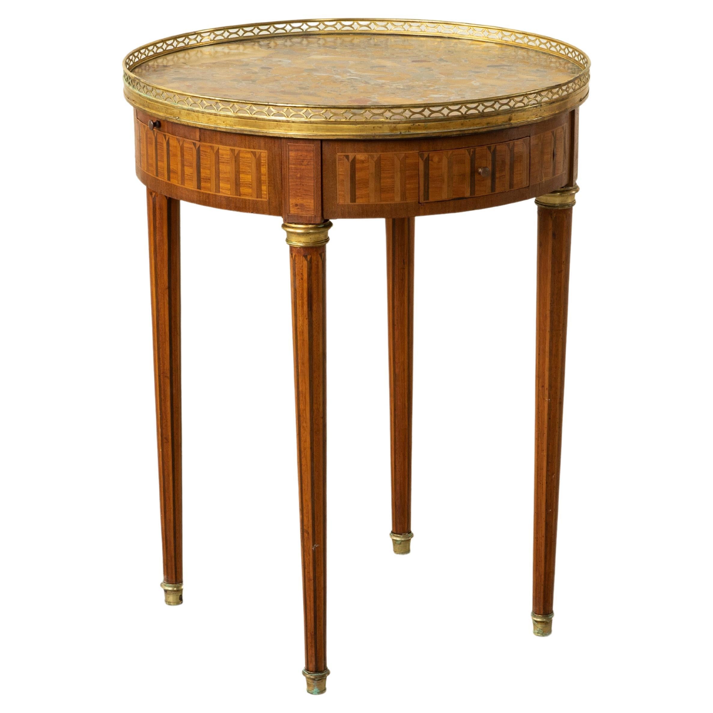 Late 19th Century French Louis XVI Style Table Bouillotte Side Table, Marble Top