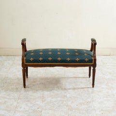 Late 19th Century French Louis XVI Style Walnut Banquette, Vanity Bench, Stool