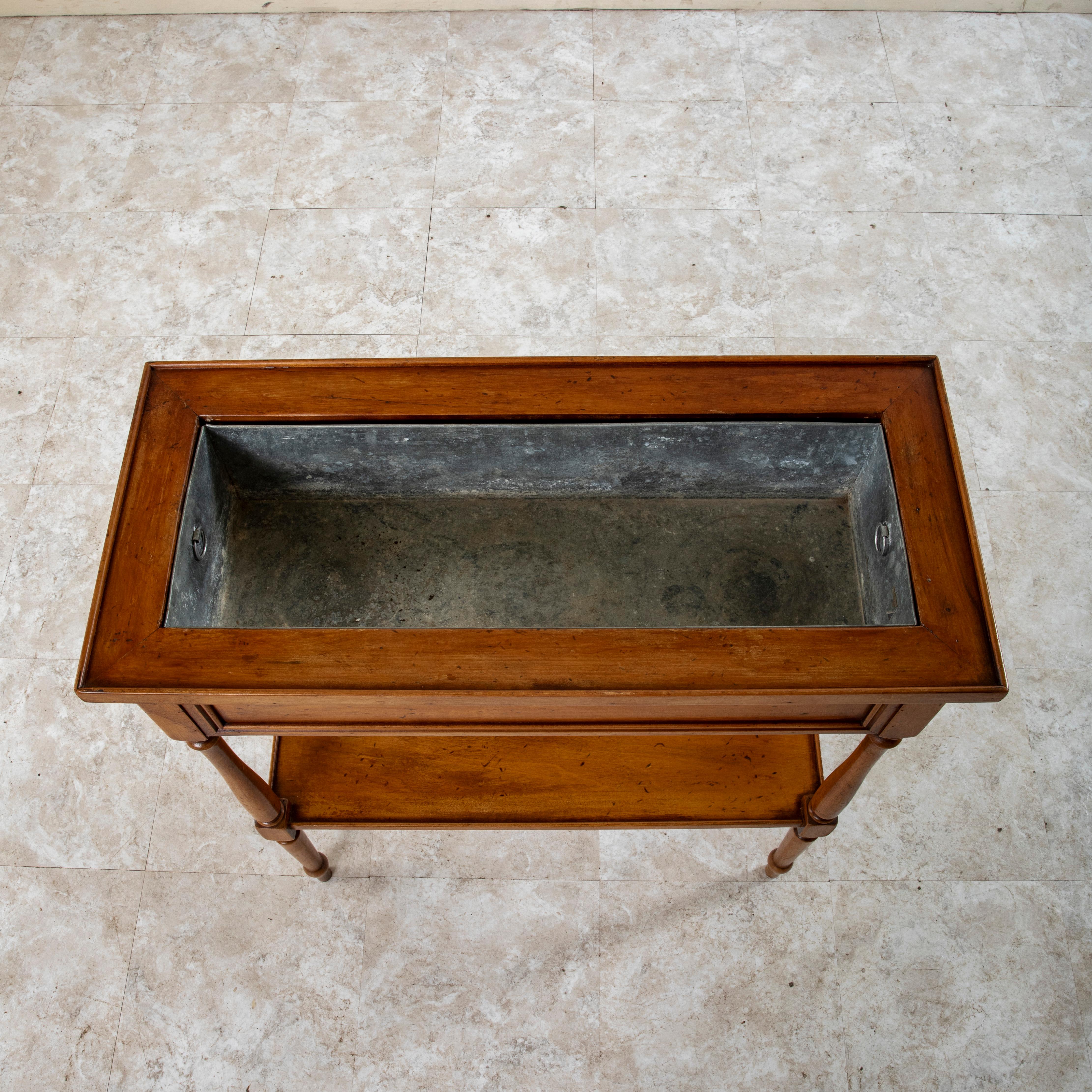 Late 19th Century French Louis XVI Style Walnut Jardiniere, Planter, Zinc Liner 5