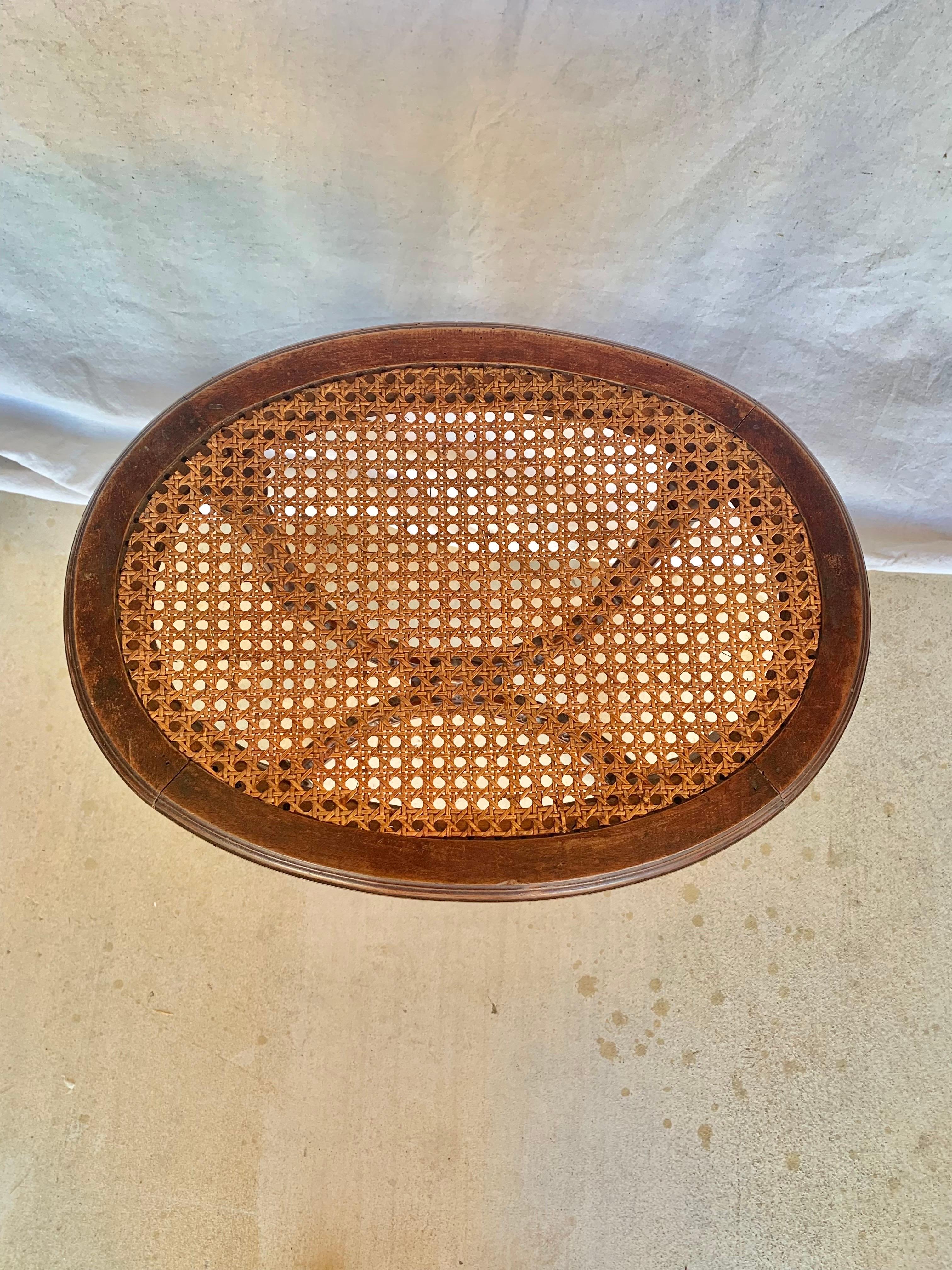 Late 19th Century French Louis XVI Walnut and Cane Stool In Good Condition For Sale In Burton, TX