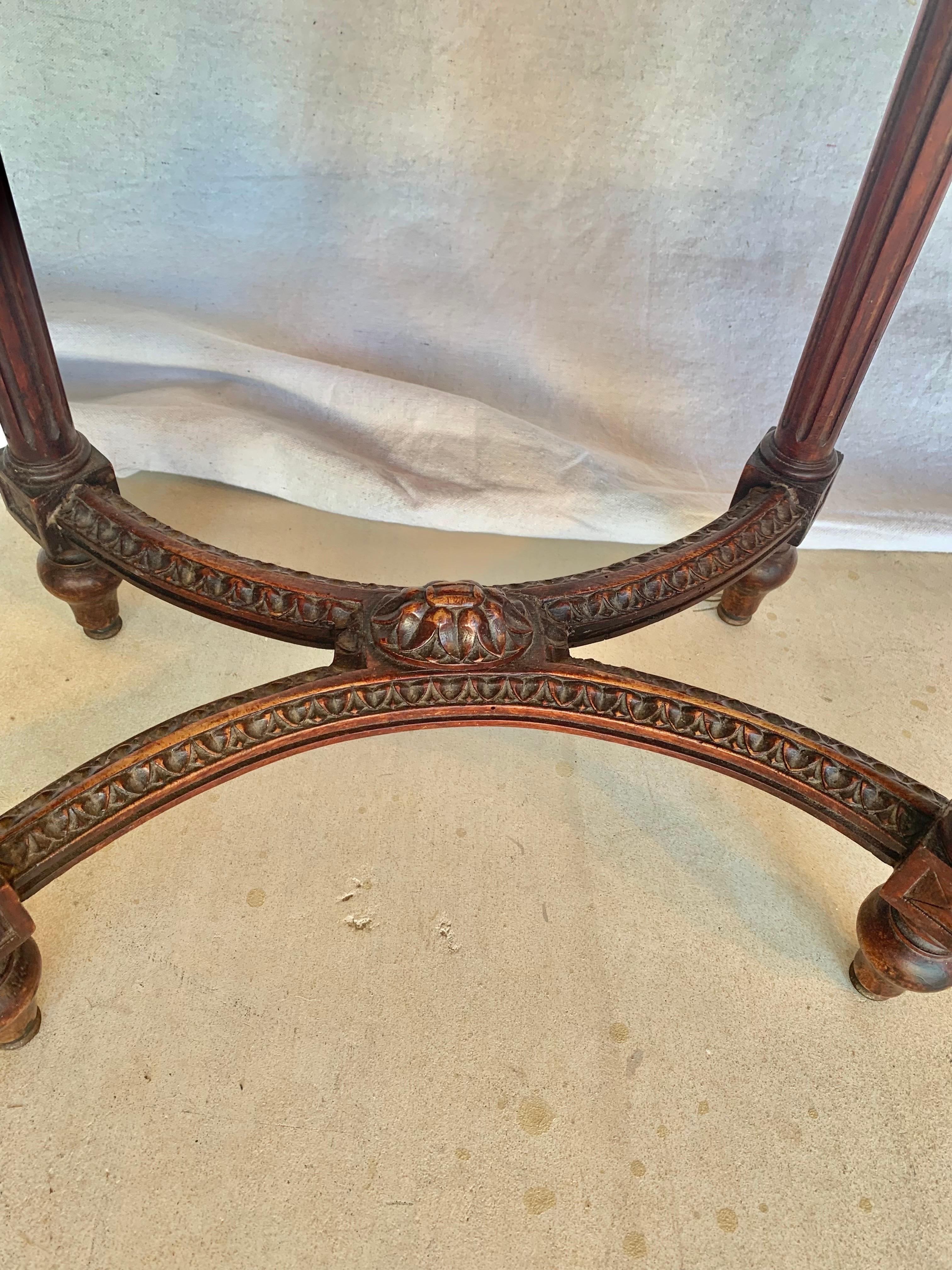 Late 19th Century French Louis XVI Walnut and Cane Stool For Sale 2