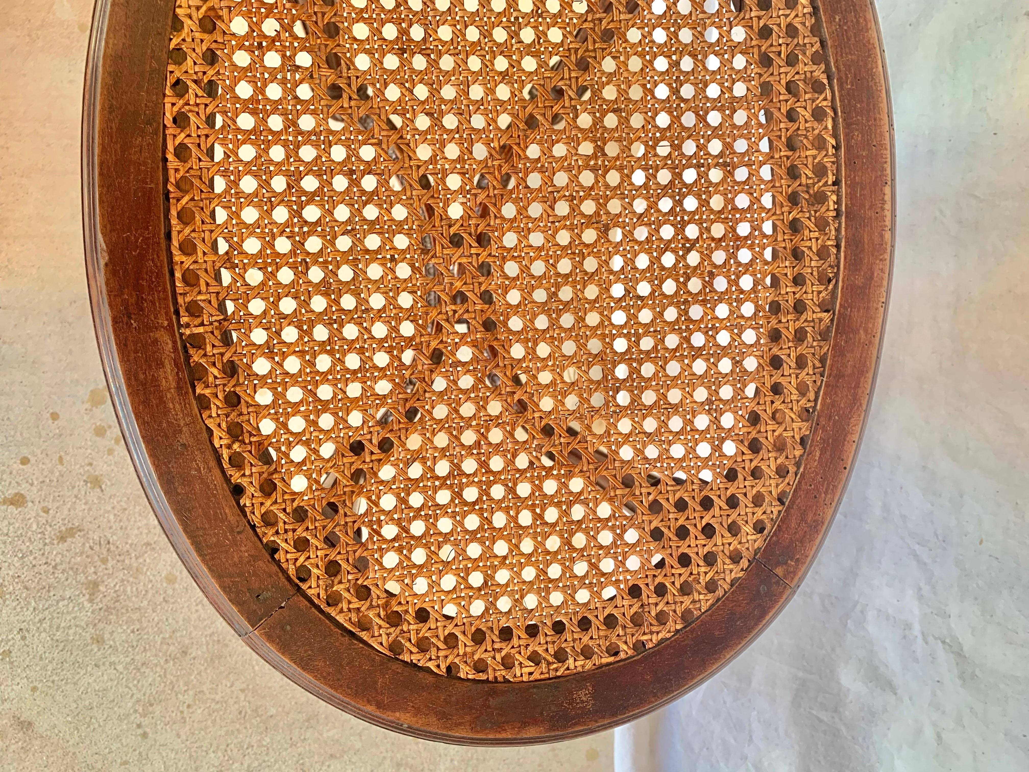Late 19th Century French Louis XVI Walnut and Cane Stool For Sale 4