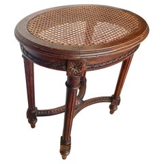 Late 19th Century French Louis XVI Walnut and Cane Stool