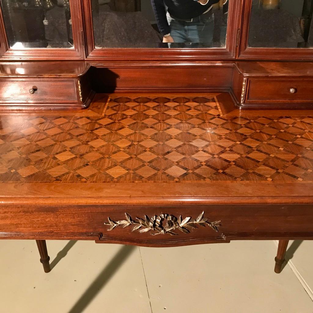 European Late 19th Century French Mahogany and Geometric Marquetry Dressing Table