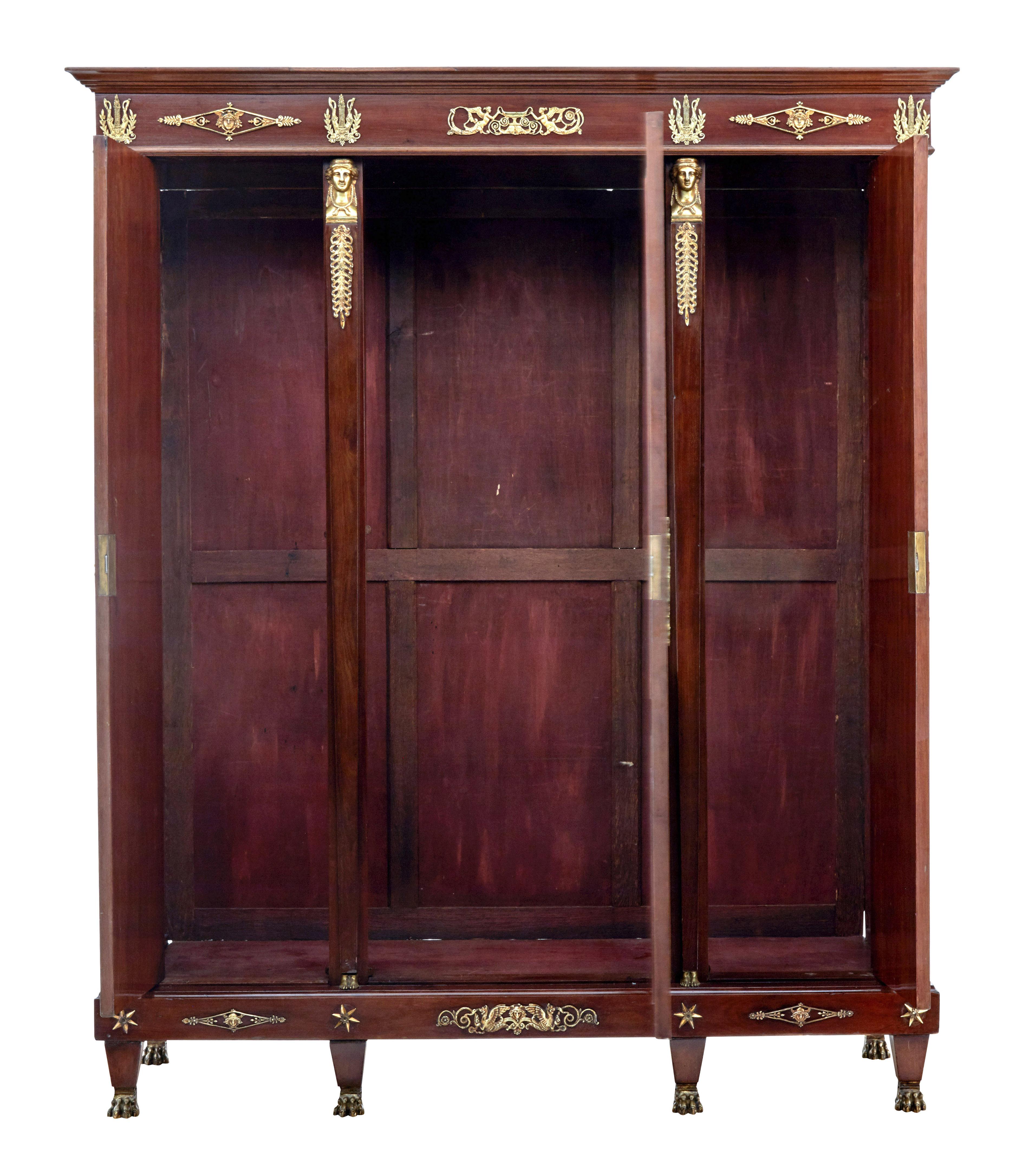 Empire Revival Late 19th Century French Mahogany and Ormolu Armoire