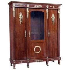 Antique Late 19th Century French Mahogany and Ormolu Armoire