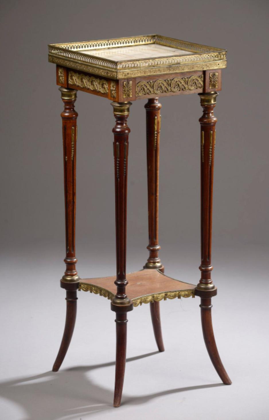 Louis XVI Late 19th Century French Mahogany Side Table with Onyx Top Plate