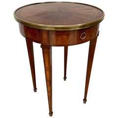 Late 19th Century French Marquetry Inlaid Small Round Side Table with Sunburst
