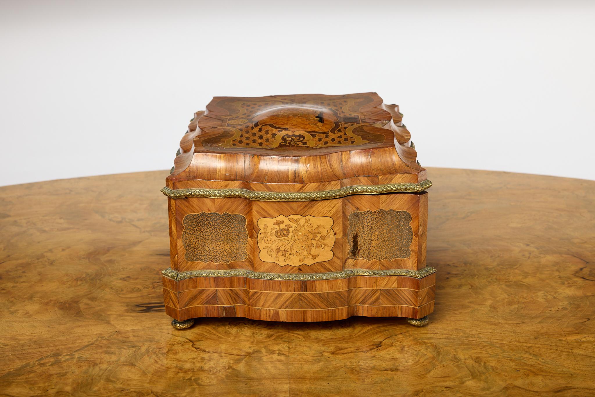 Inlay Late 19th Century French Marquetry Jewelry/Dresser Box, Maison Vervelle For Sale