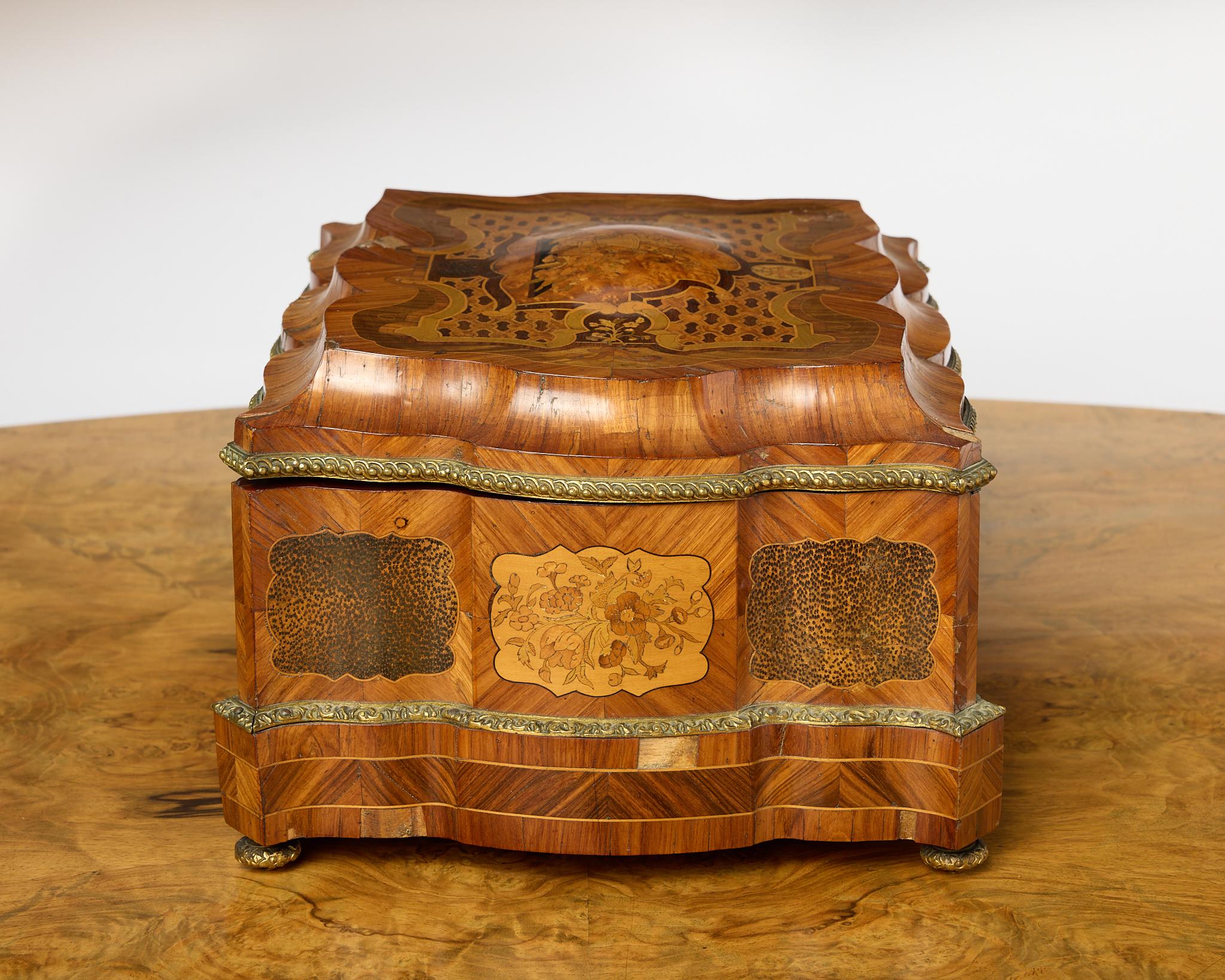 Fruitwood Late 19th Century French Marquetry Jewelry/Dresser Box, Maison Vervelle For Sale