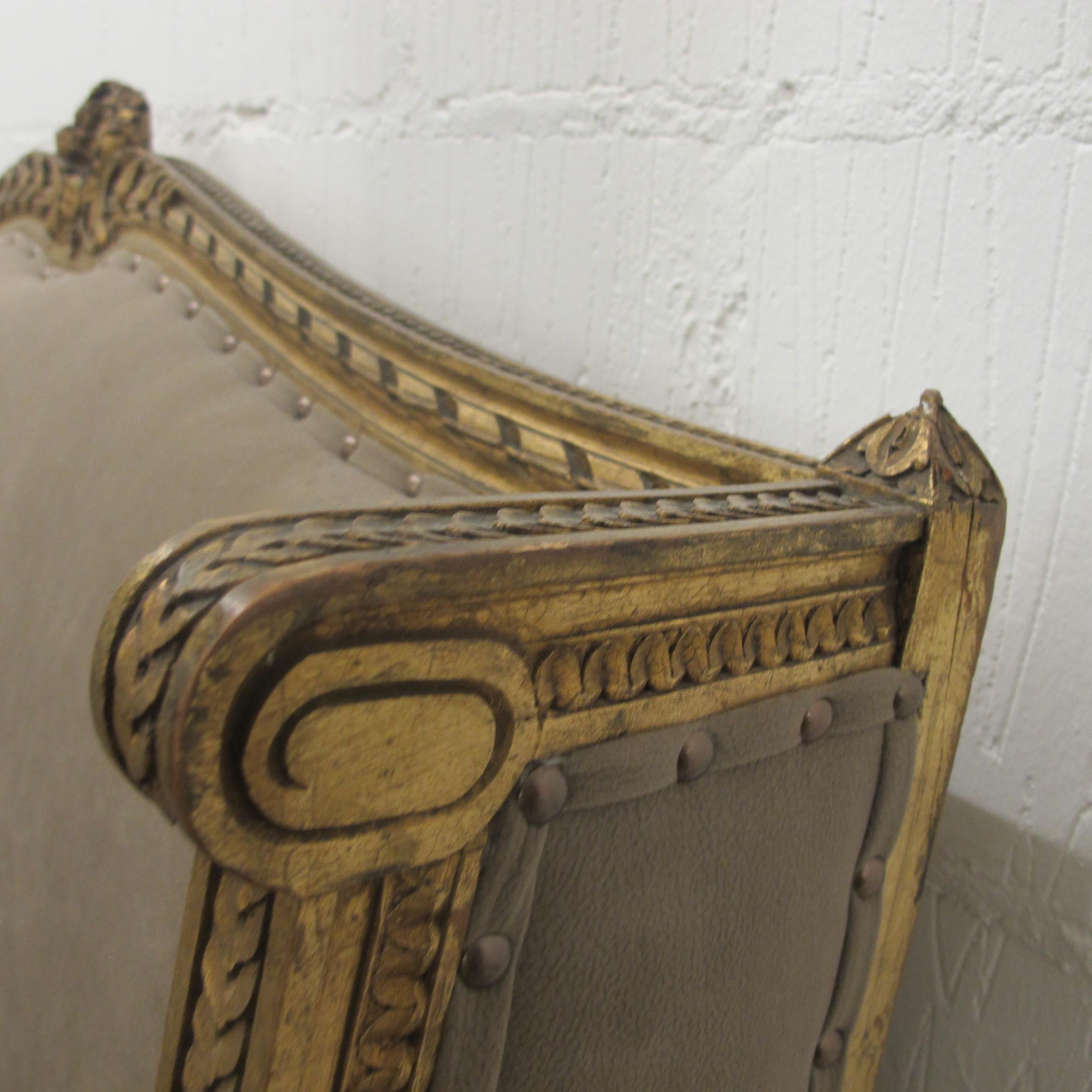 Late 19th Century French Marquise Louis XVI Style Two-Seat Sofa Reupholstered 8