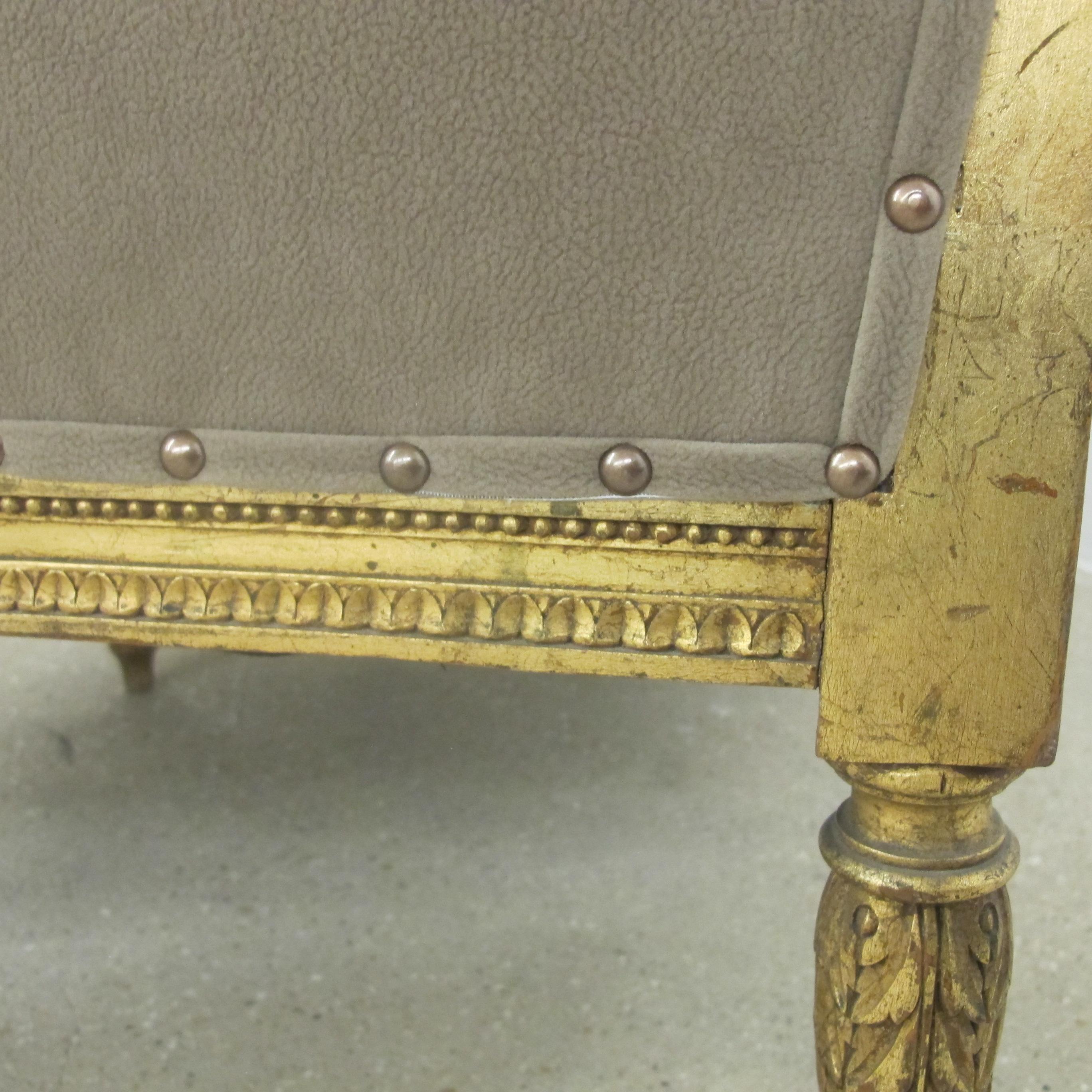 Late 19th Century French Marquise Louis XVI Style Two-Seat Sofa Reupholstered 10