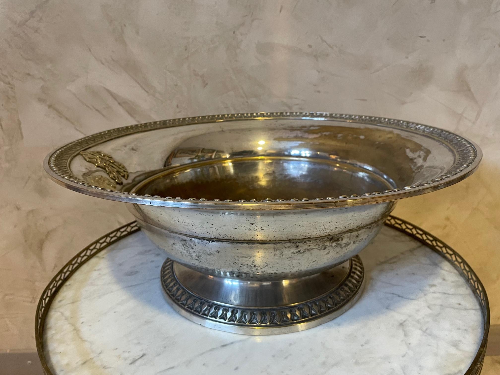 Late 19th Century French Monogrammed Silver Plated Champagne Cooler 1