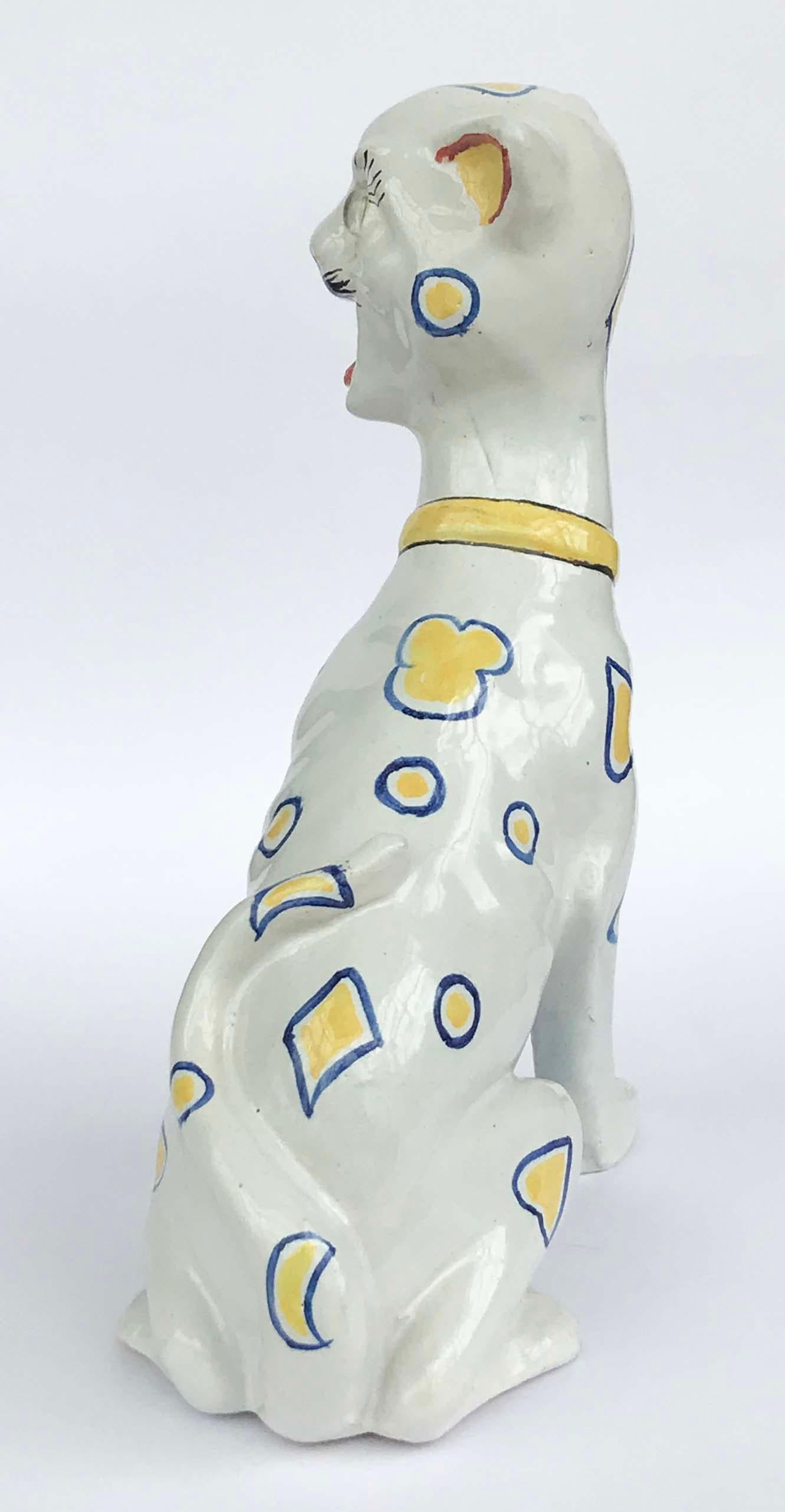 Ceramic Late 19th Century French Mosanic Galle Style Faience Pottery Cat